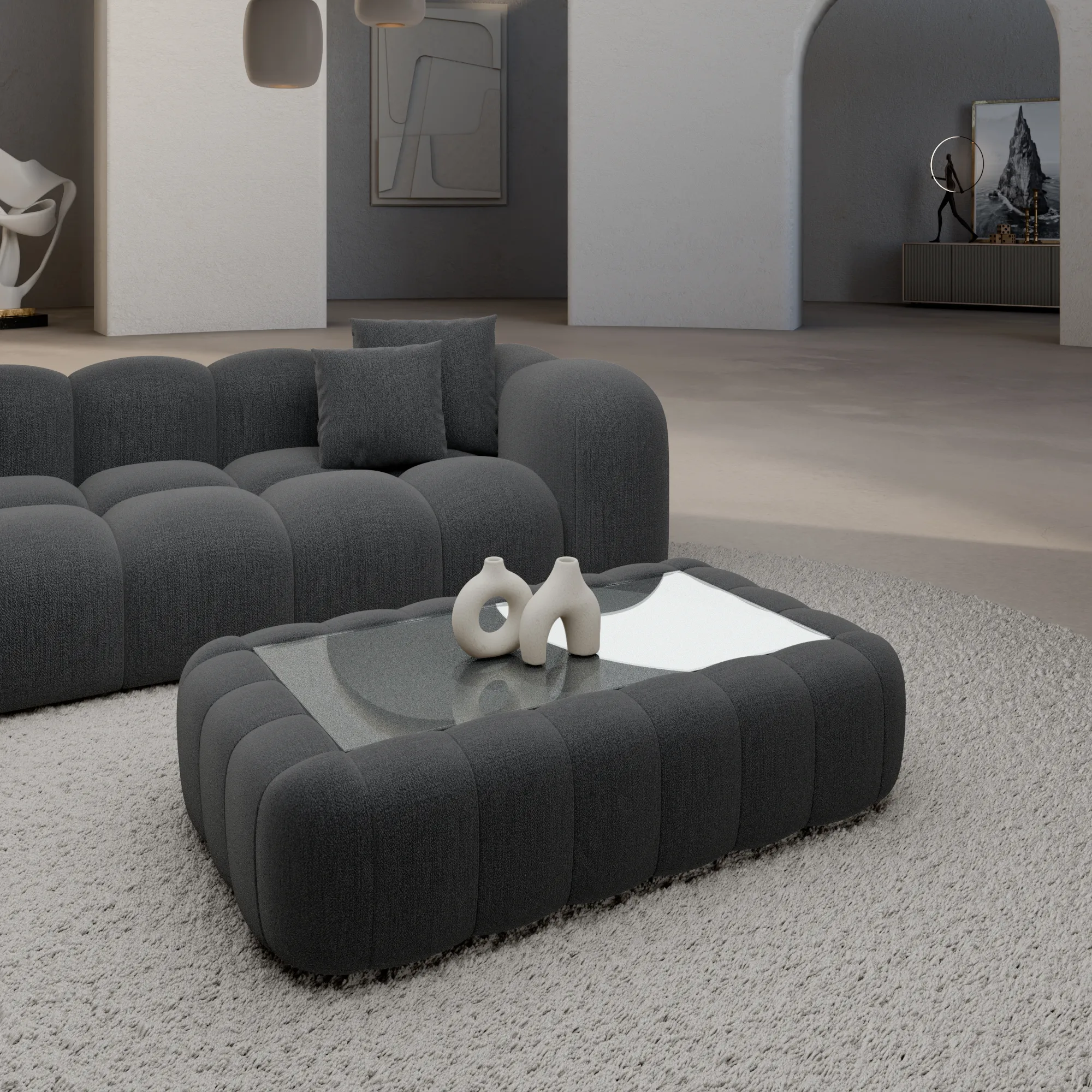 Strukturstoff Couchtisch Rectangle Valora