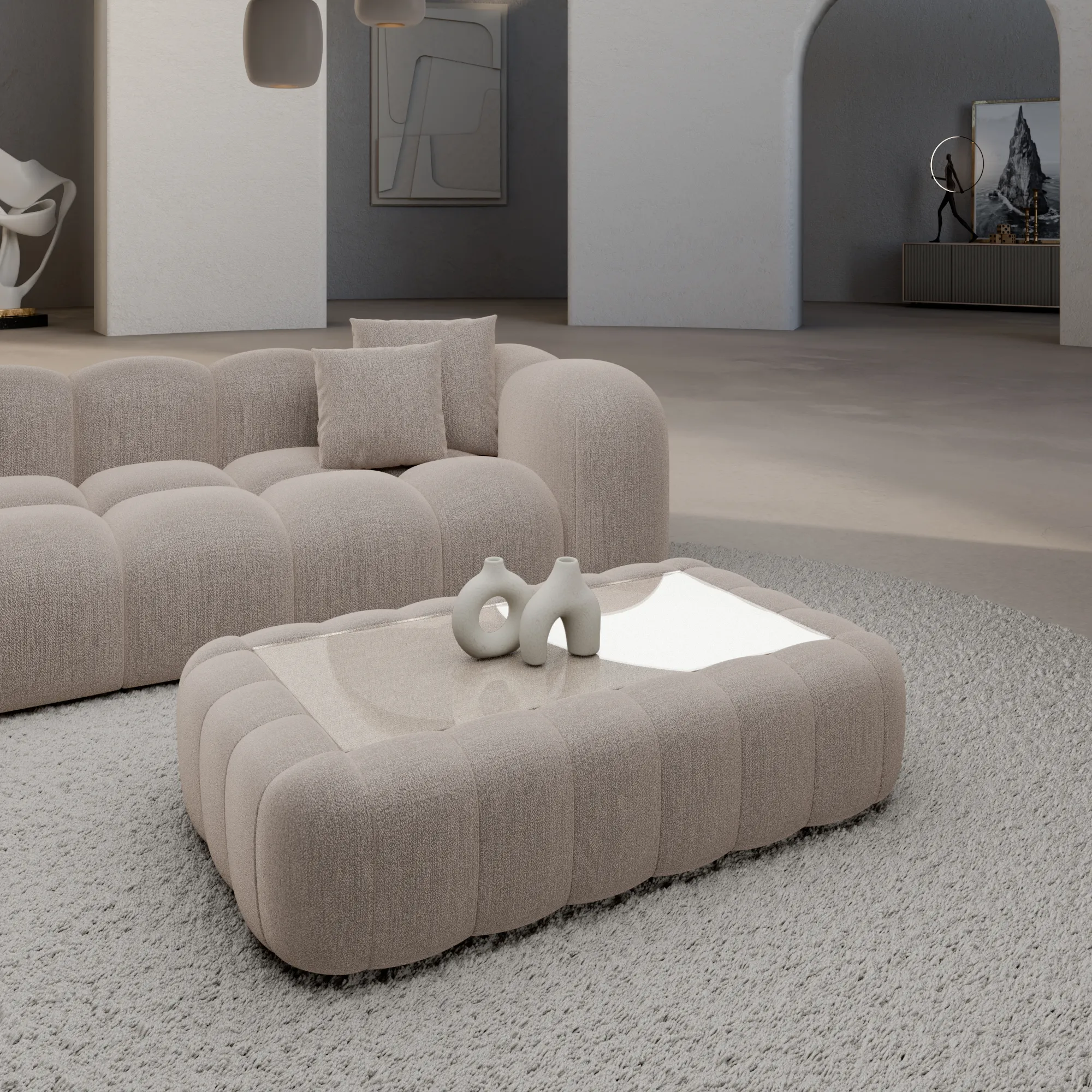 Strukturstoff Couchtisch Rectangle Valora
