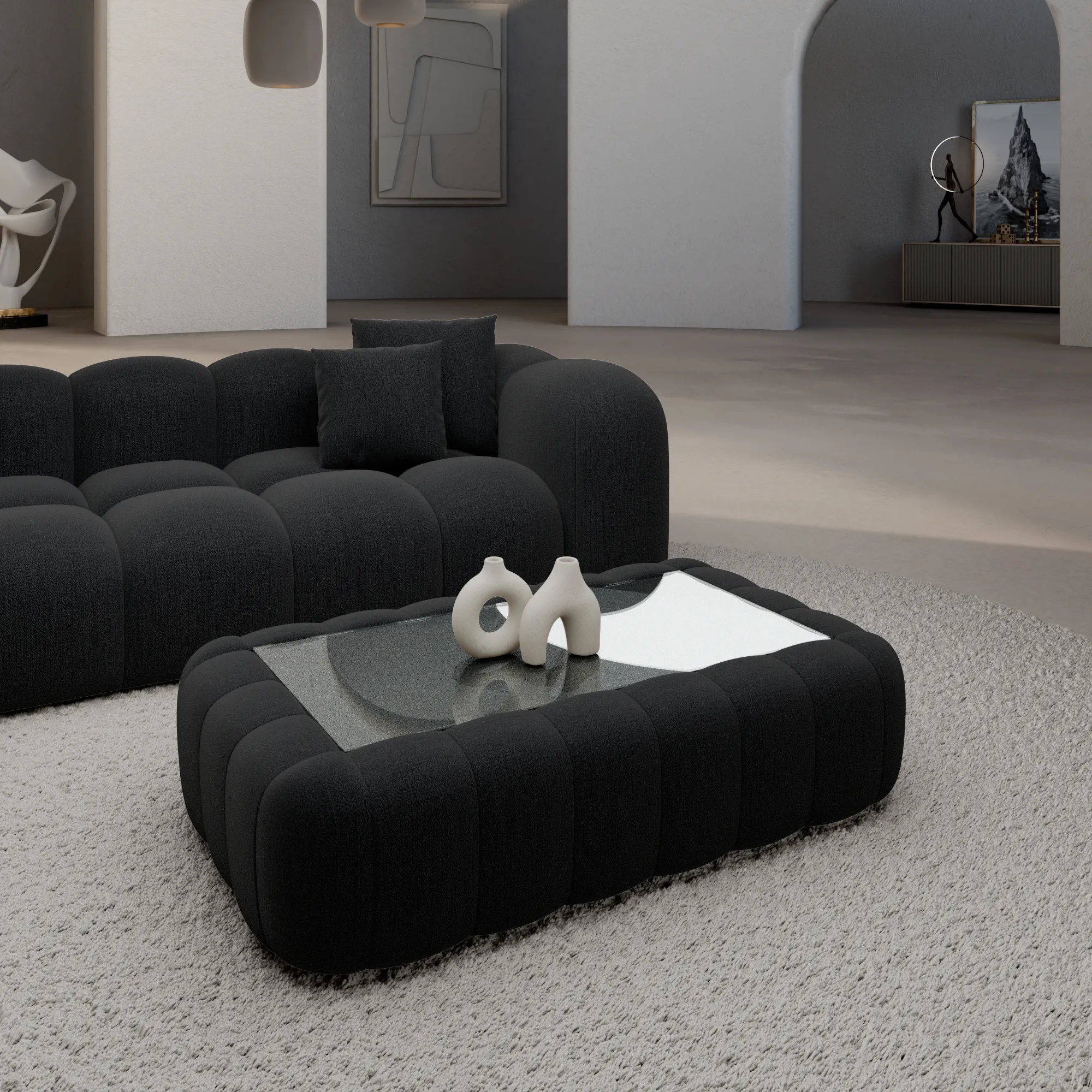 Strukturstoff Couchtisch Rectangle Valora