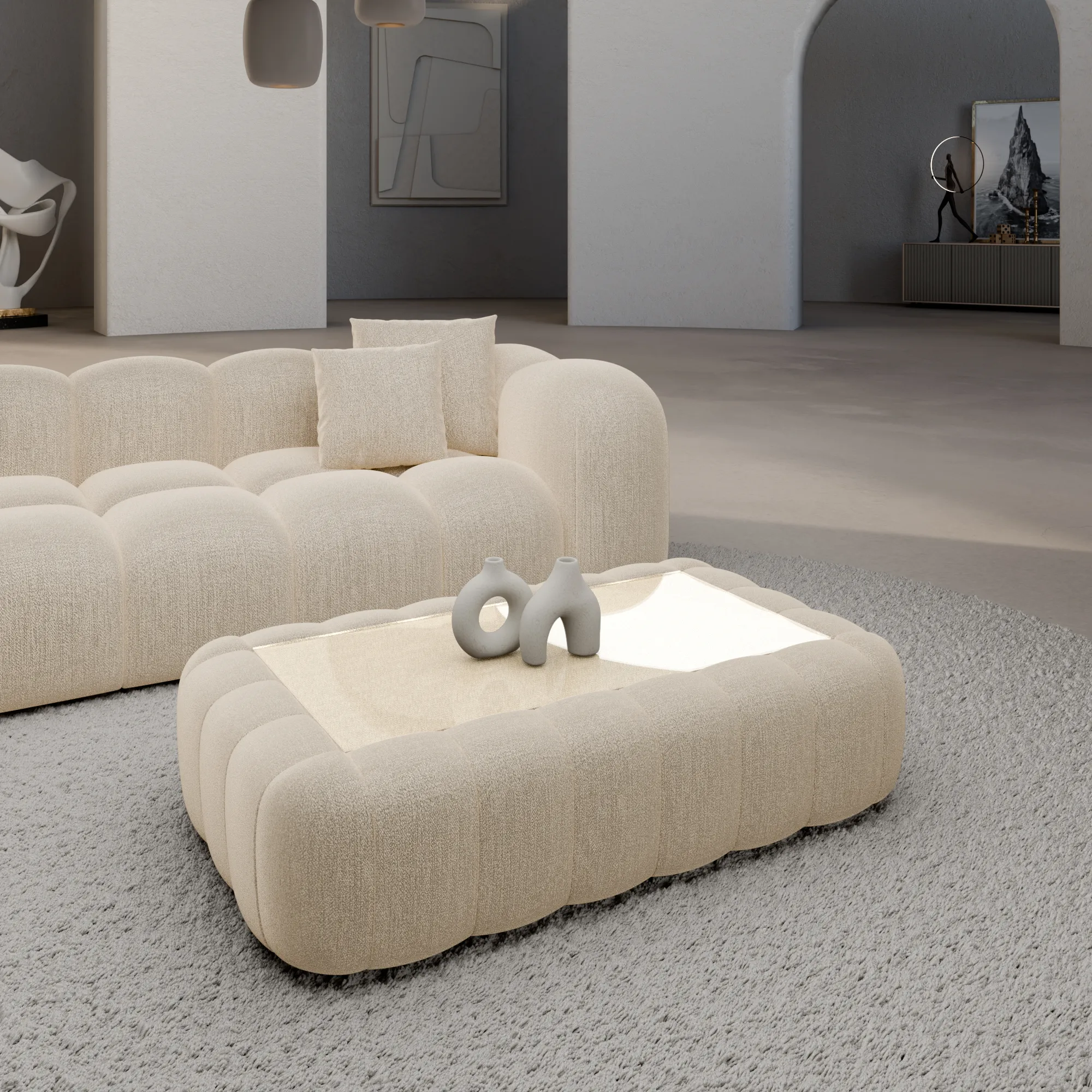 Strukturstoff Couchtisch Rectangle Valora