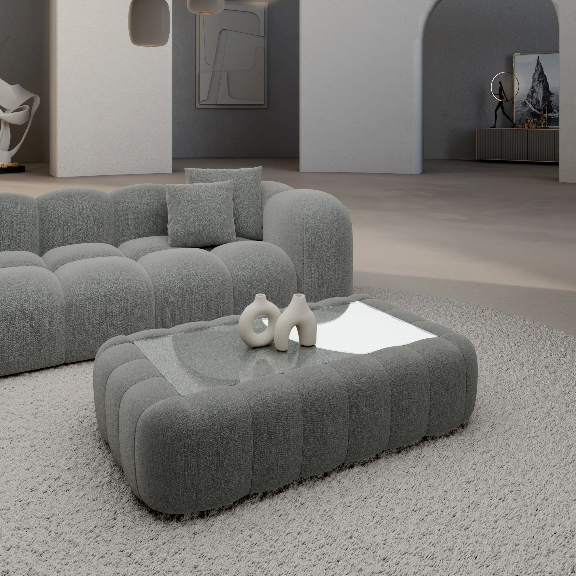 Strukturstoff Couchtisch Rectangle Valora