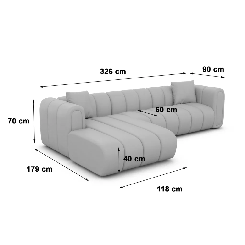 Bouclé L-Form Sofa Amoria