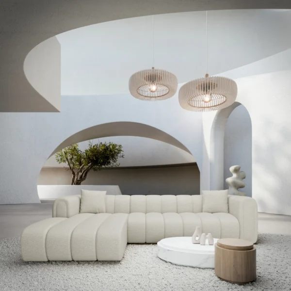 Bouclé L-Form Sofa Amoria