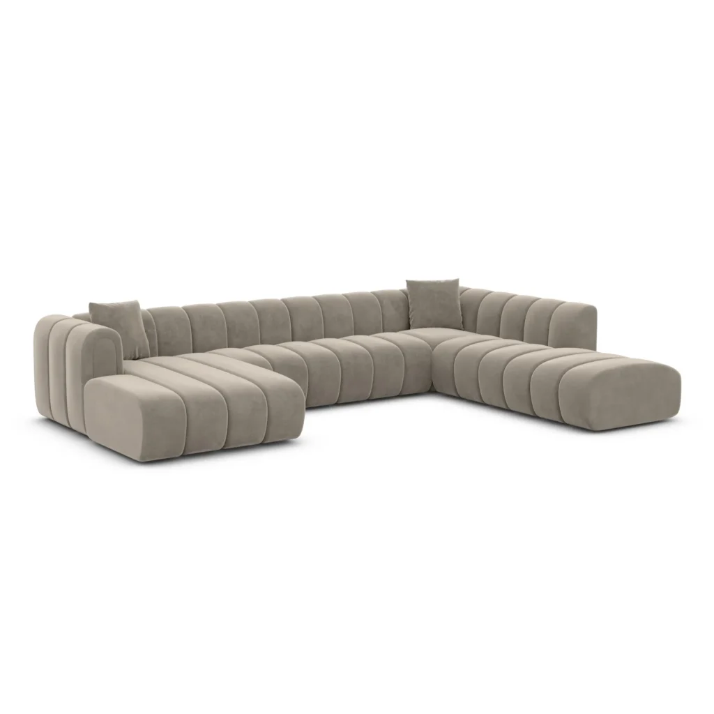 Samtstoff U-Form XXL Lounge Wohnlandschaft Amoria