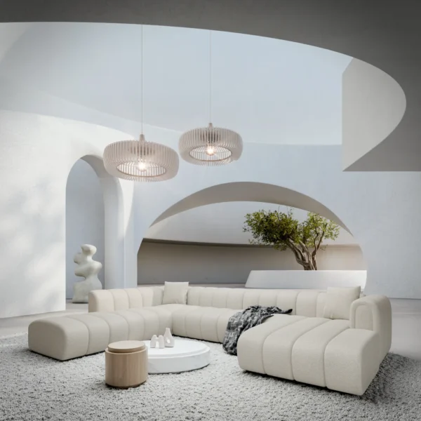 Bouclé U-Form XXL Lounge Wohnlandschaft Amoria