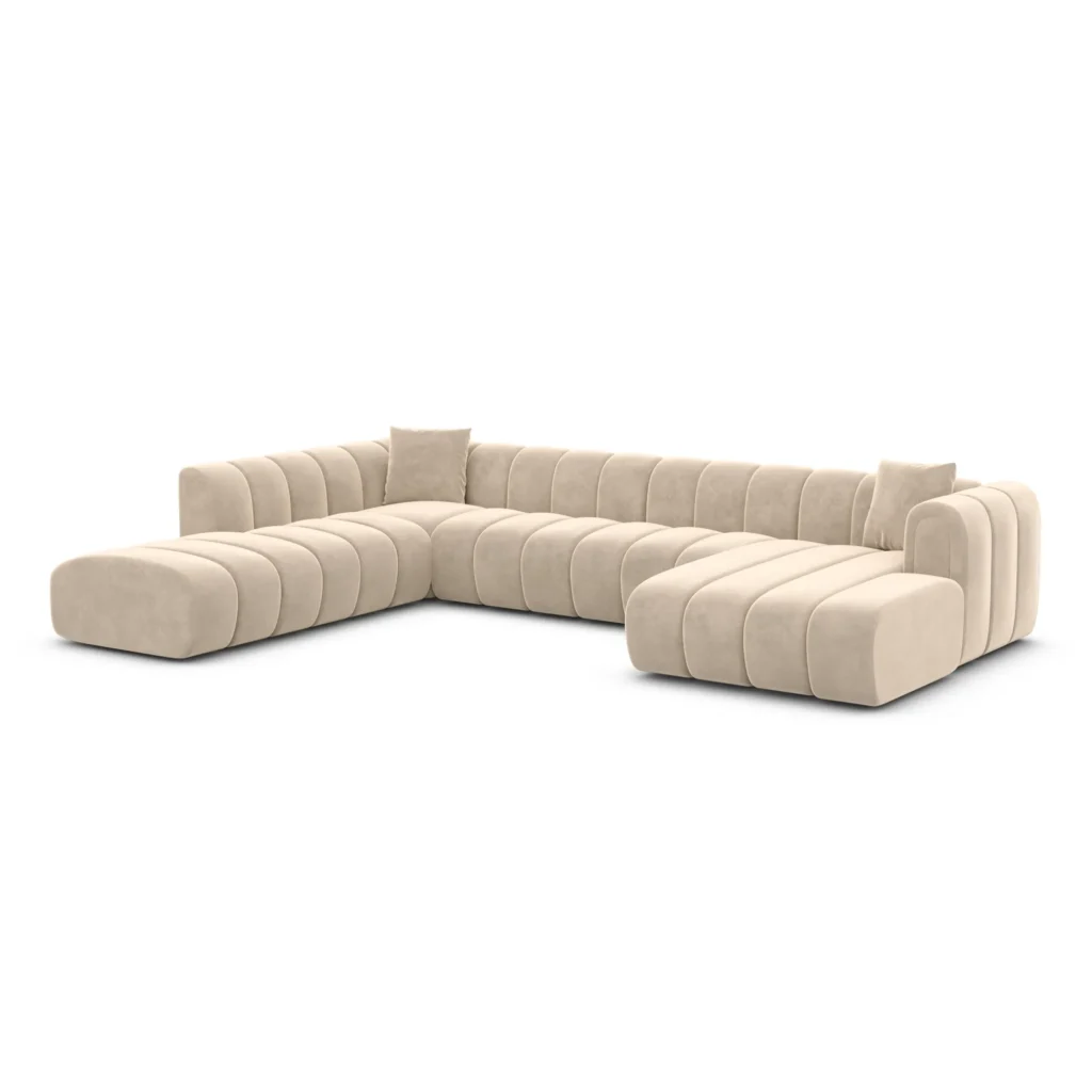 Samtstoff U-Form XXL Lounge Wohnlandschaft Amoria
