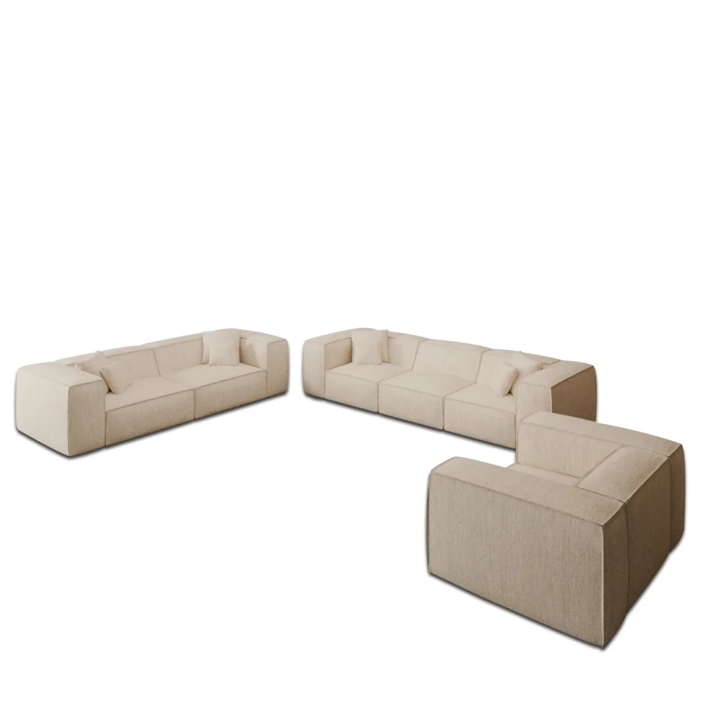 Strukturstoff 4-3-1-Sitzer Sofa Set Arelia