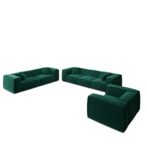 Samtstoff 4-3-1-Sitzer Sofa Set Arelia