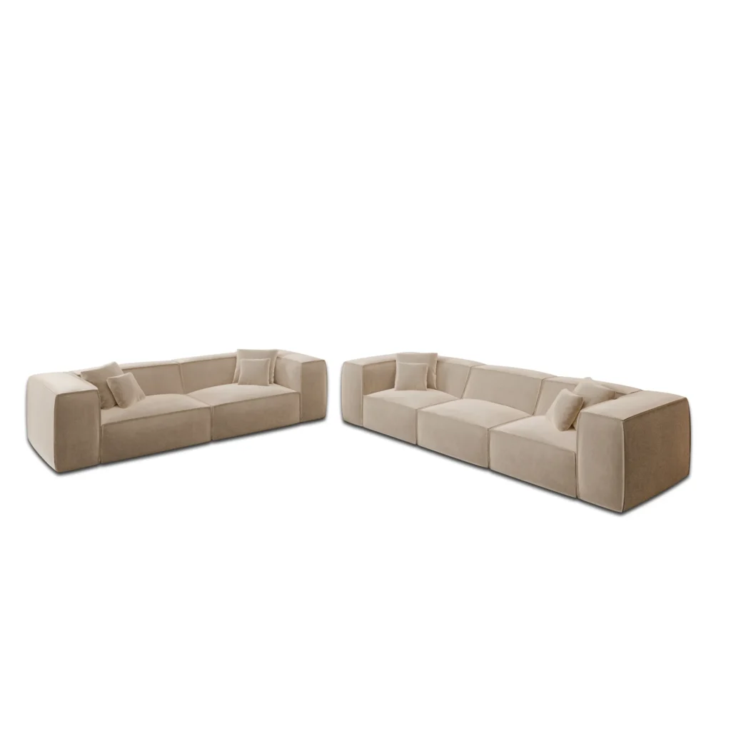 Samtstoff 4-3-Sitzer Sofa Set Arelia