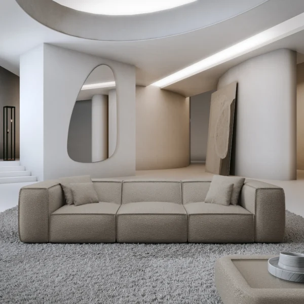 Bouclé 4-Sitzer Couch Arelia – Sand