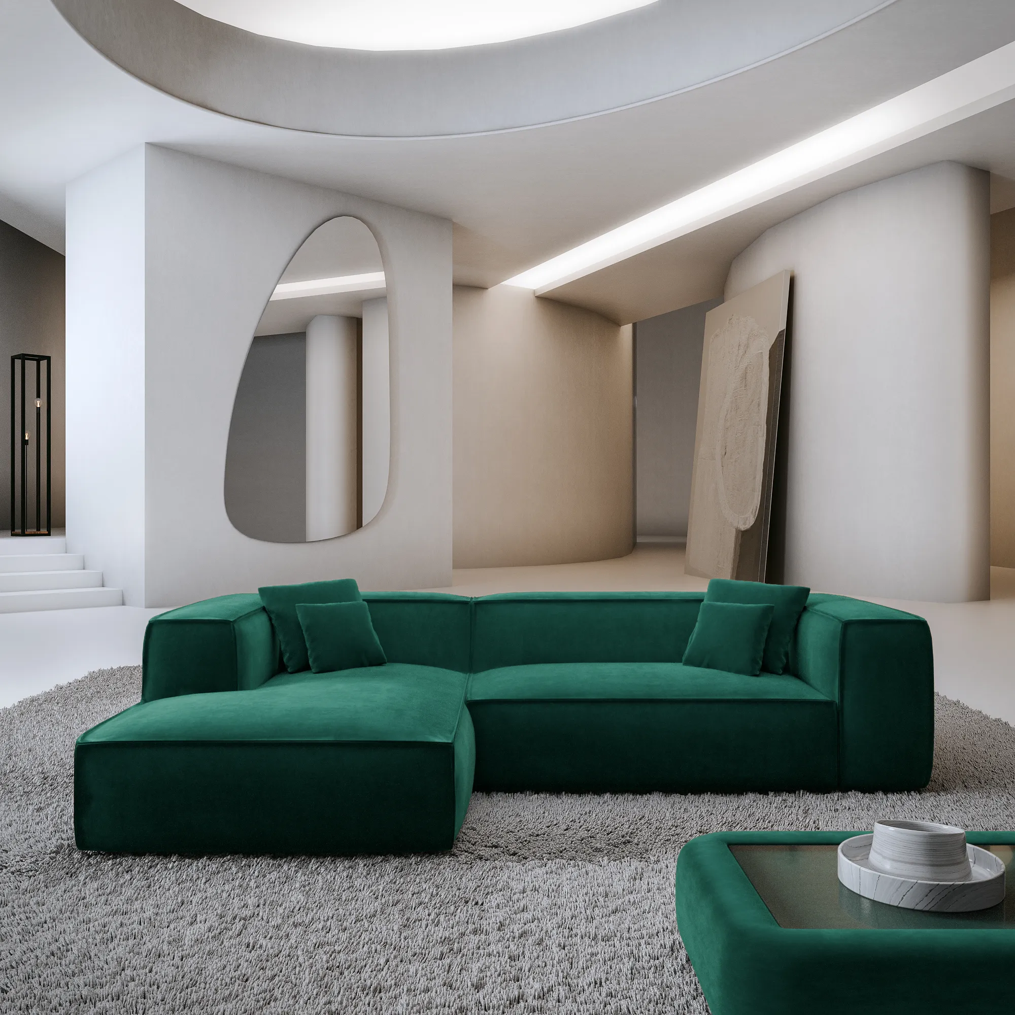 Samtstoff L-Form Sofa Arelia