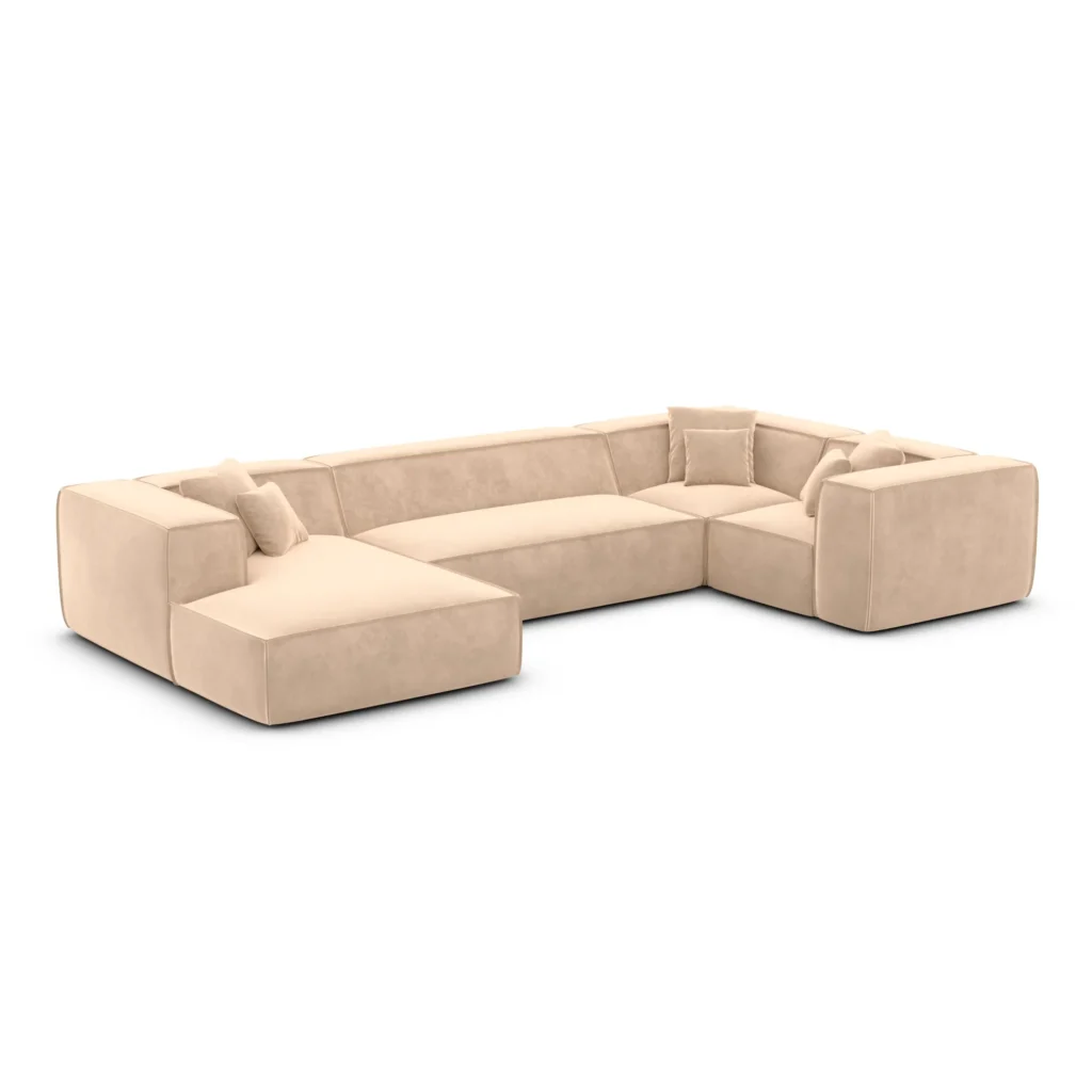 Samtstoff U-Form XL Wohnlandschaft Arelia