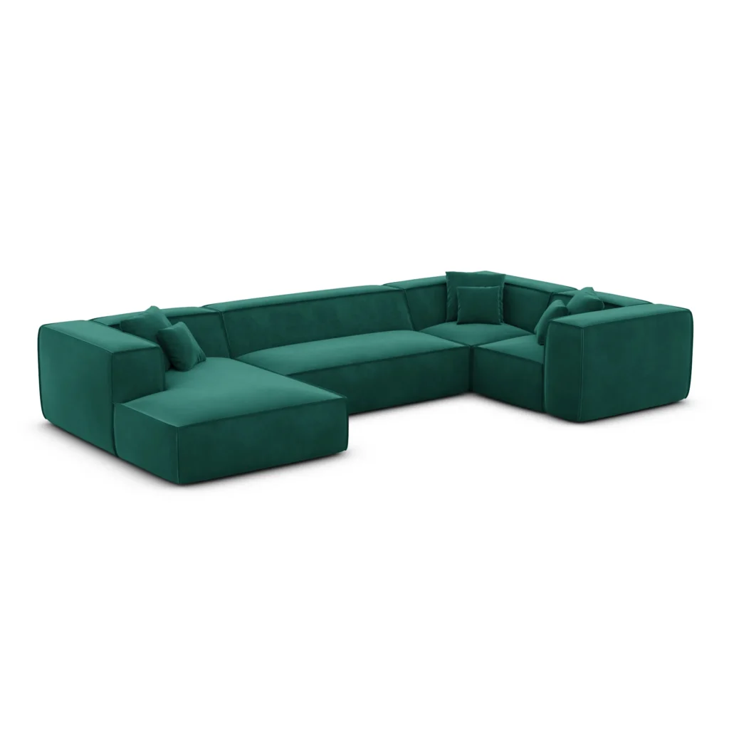 Samtstoff U-Form XL Wohnlandschaft Arelia