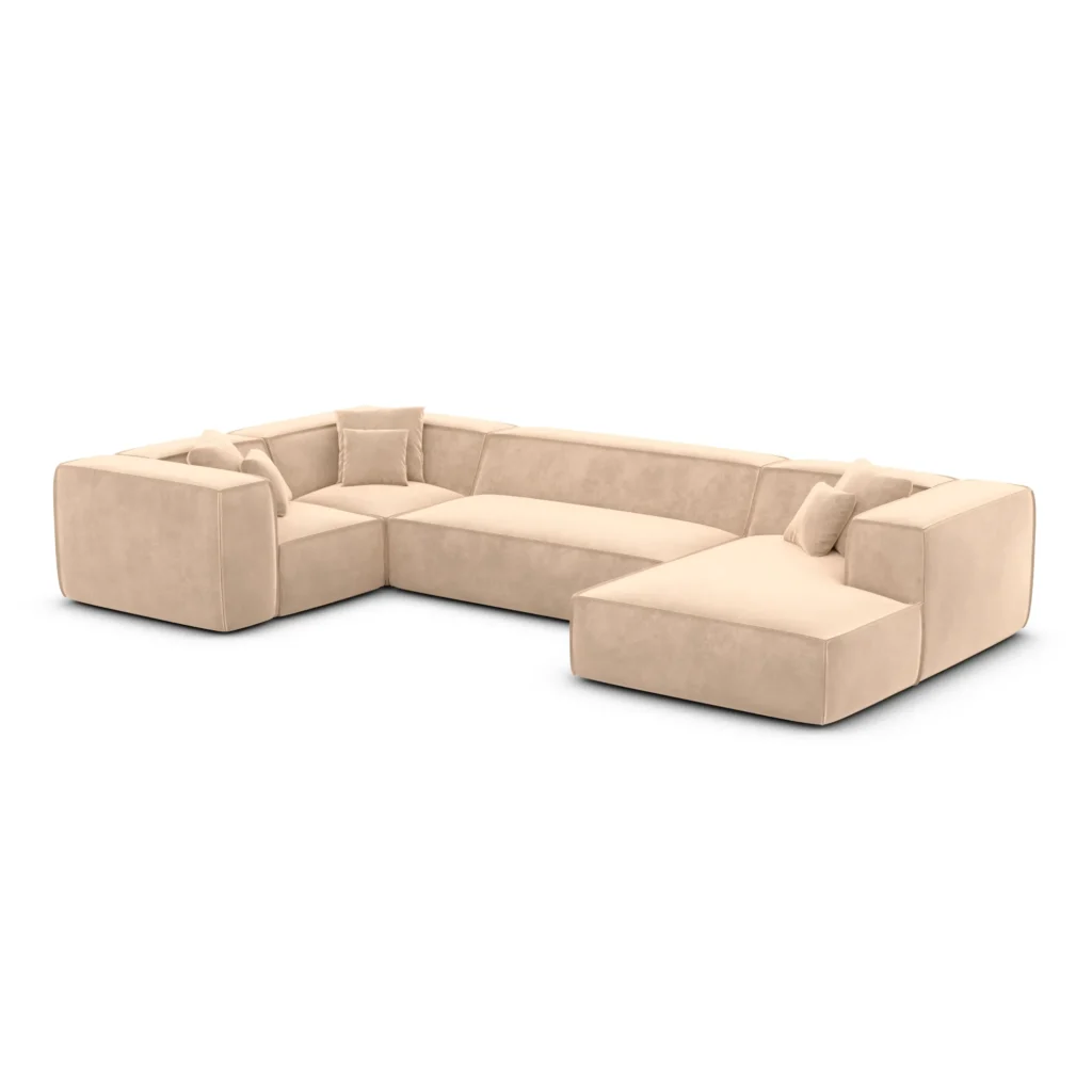 Samtstoff U-Form XL Wohnlandschaft Arelia