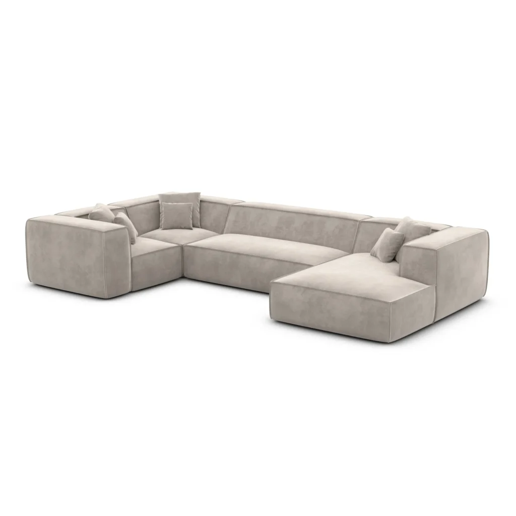 Samtstoff U-Form XL Wohnlandschaft Arelia
