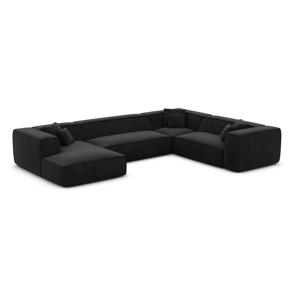 Samtstoff U-Form XXL Wohnlandschaft Arelia