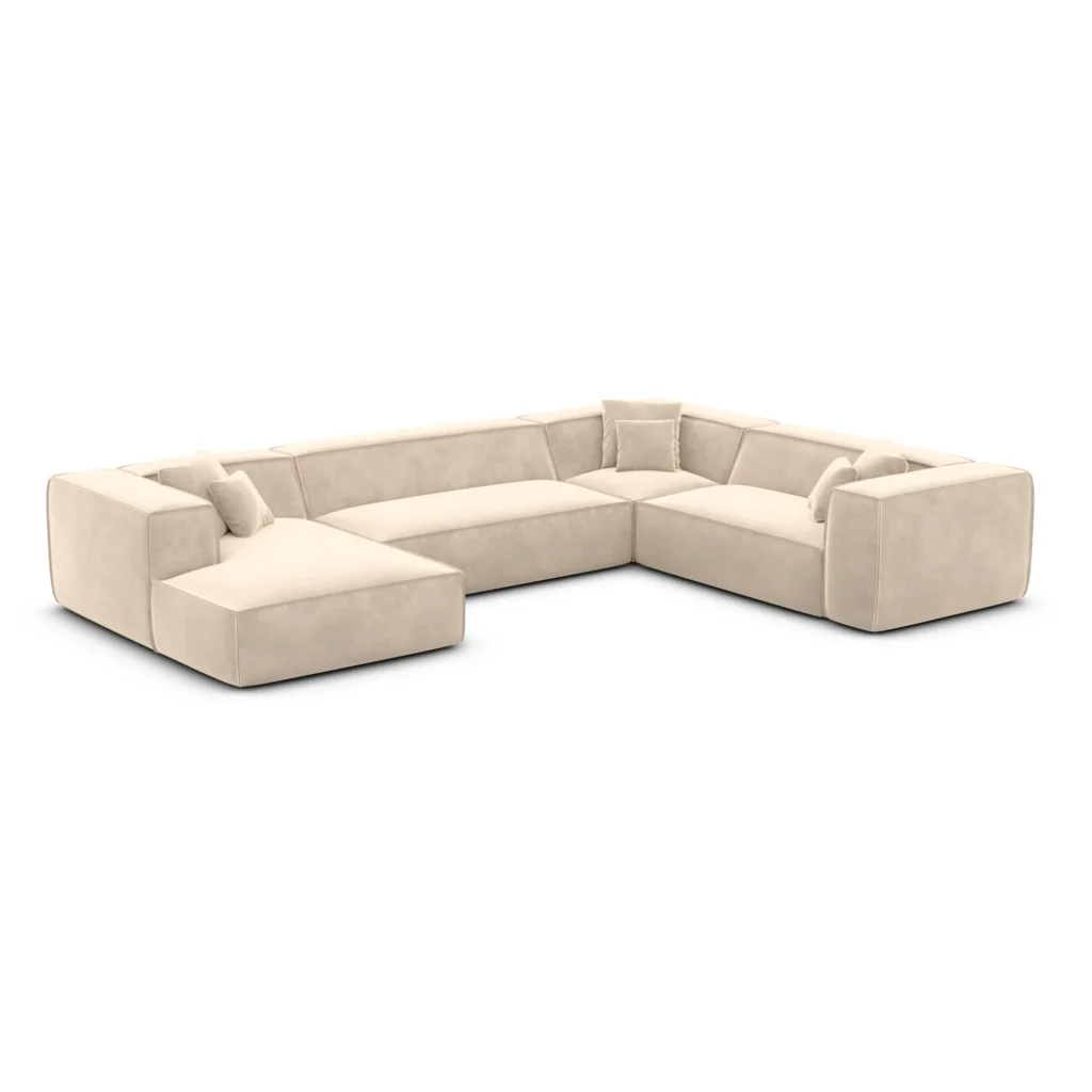 Samtstoff U-Form XXL Wohnlandschaft Arelia