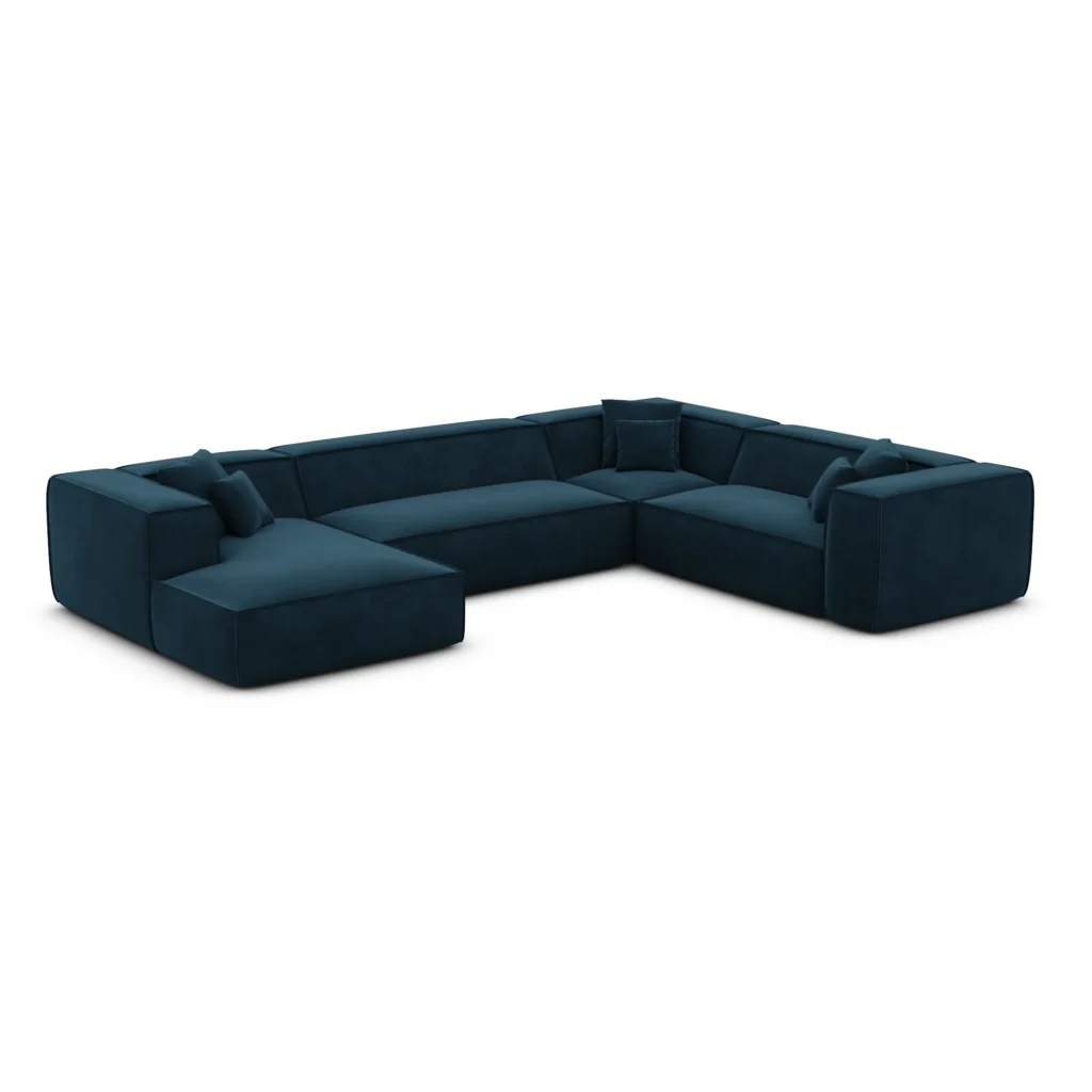 Samtstoff U-Form XXL Wohnlandschaft Arelia
