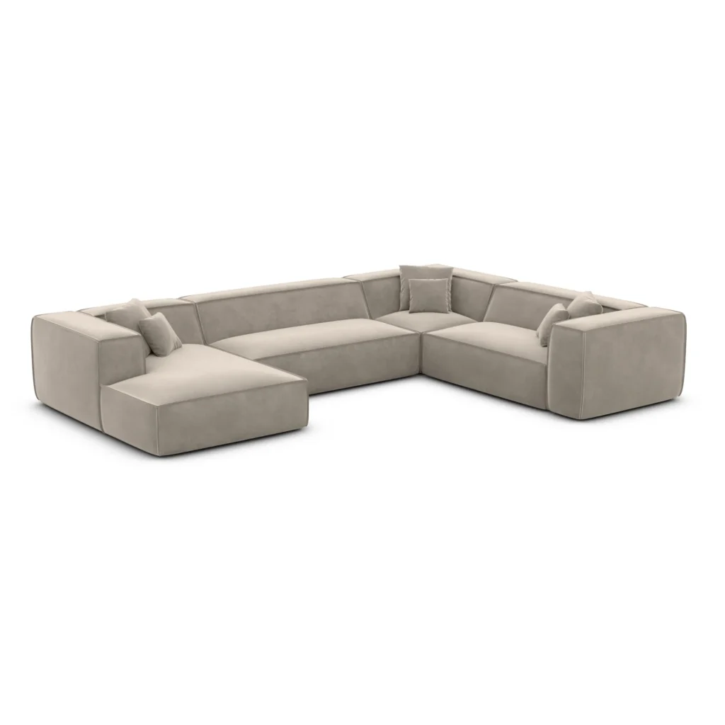 Samtstoff U-Form XXL Wohnlandschaft Arelia