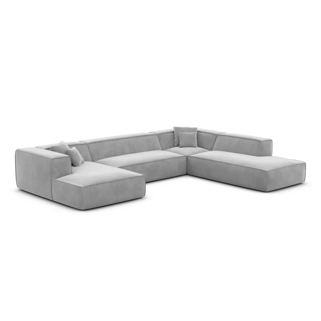 Samtstoff U-Form XXL Lounge Wohnlandschaft Arelia