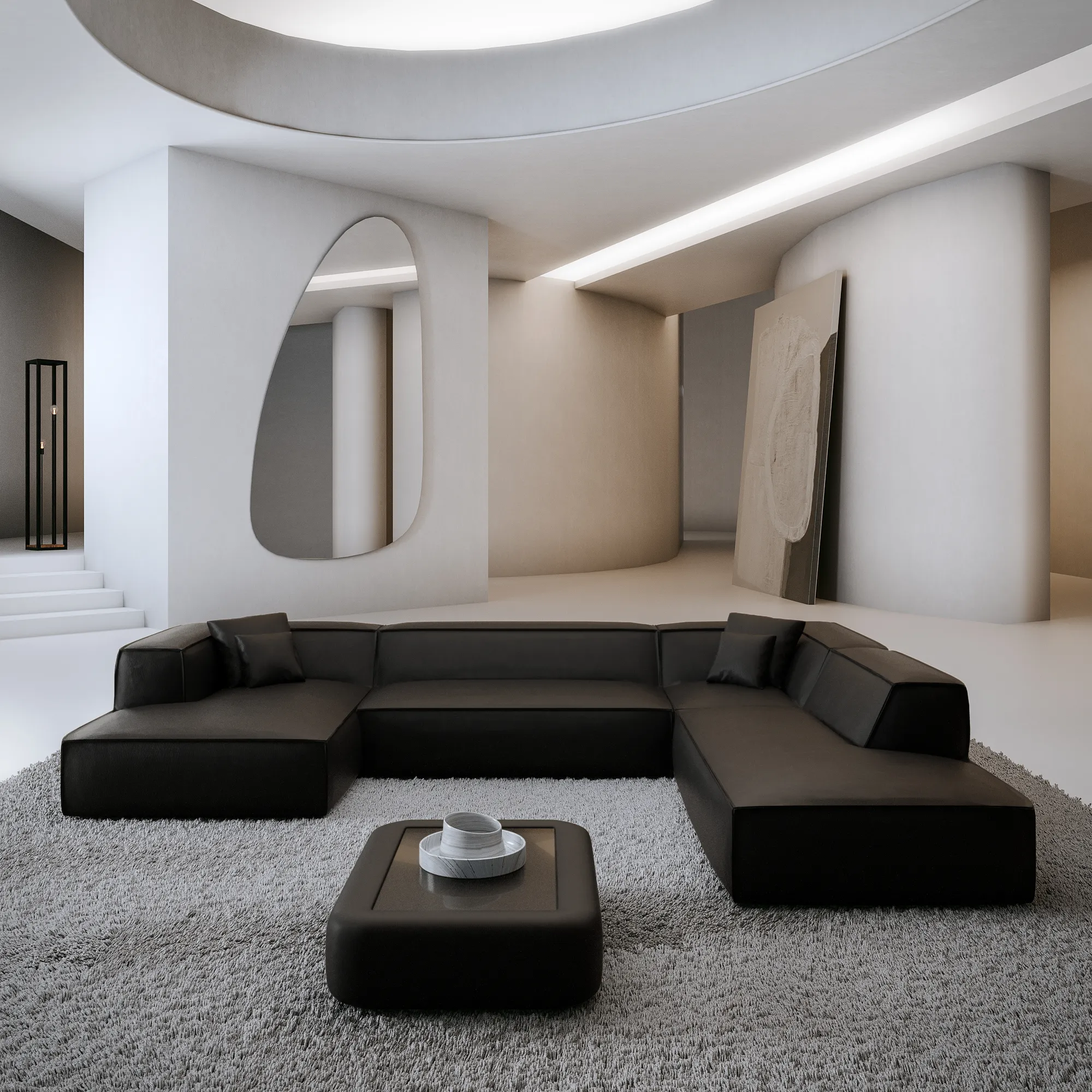 Echtleder U-Form XXL Lounge Wohnlandschaft Arelia