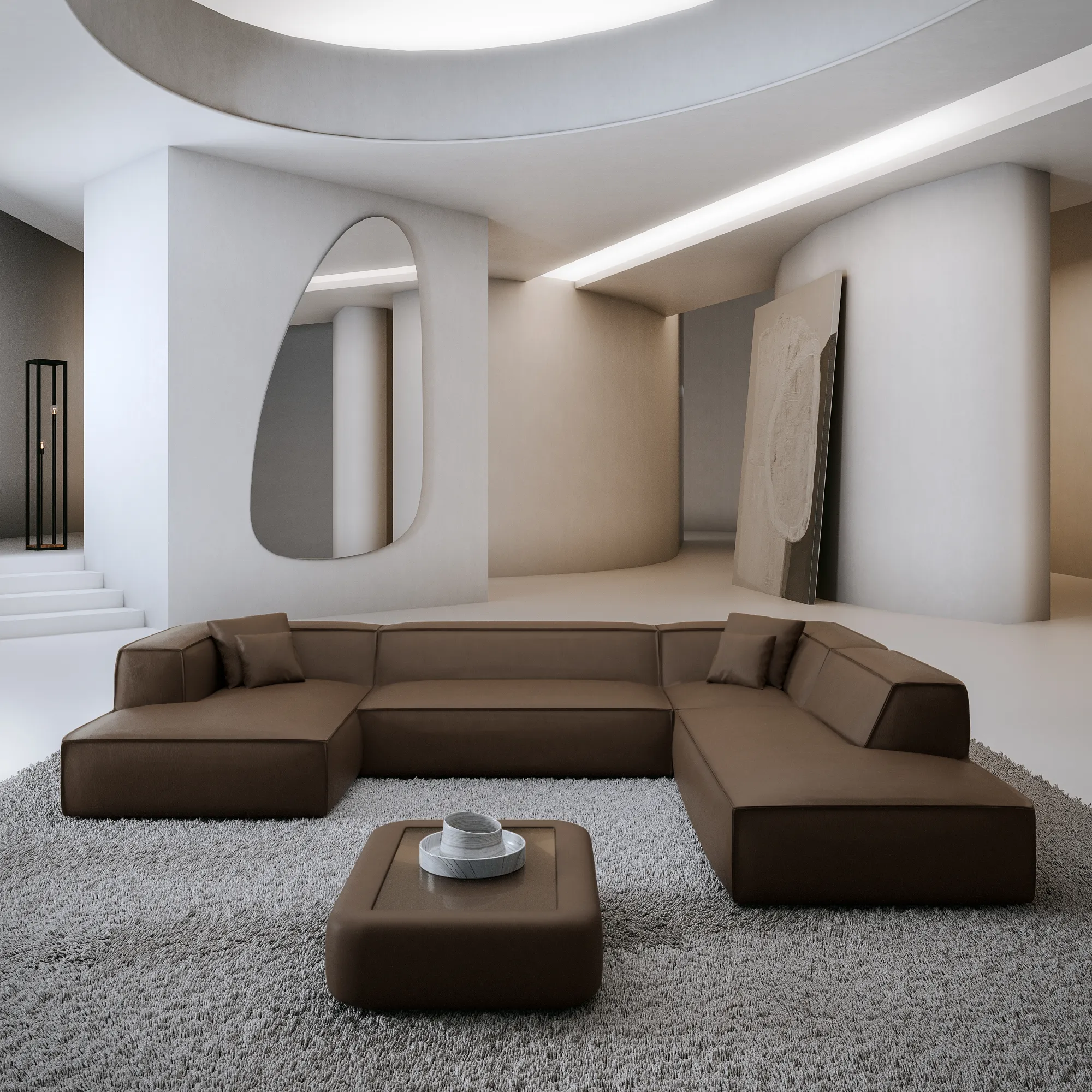 Echtleder U-Form XXL Lounge Wohnlandschaft Arelia