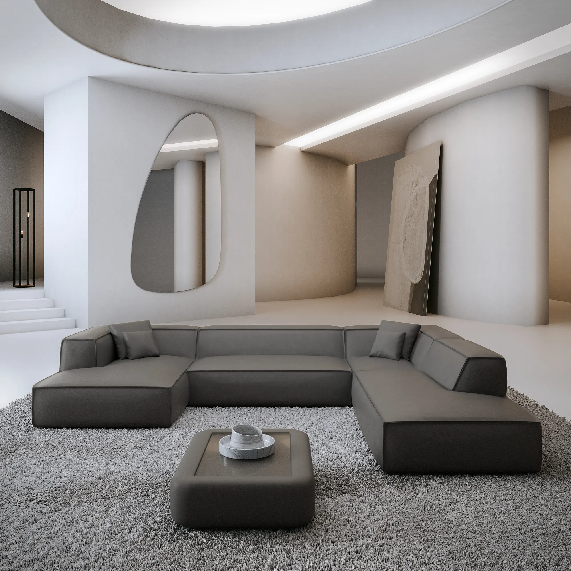 Echtleder U-Form XXL Lounge Wohnlandschaft Arelia