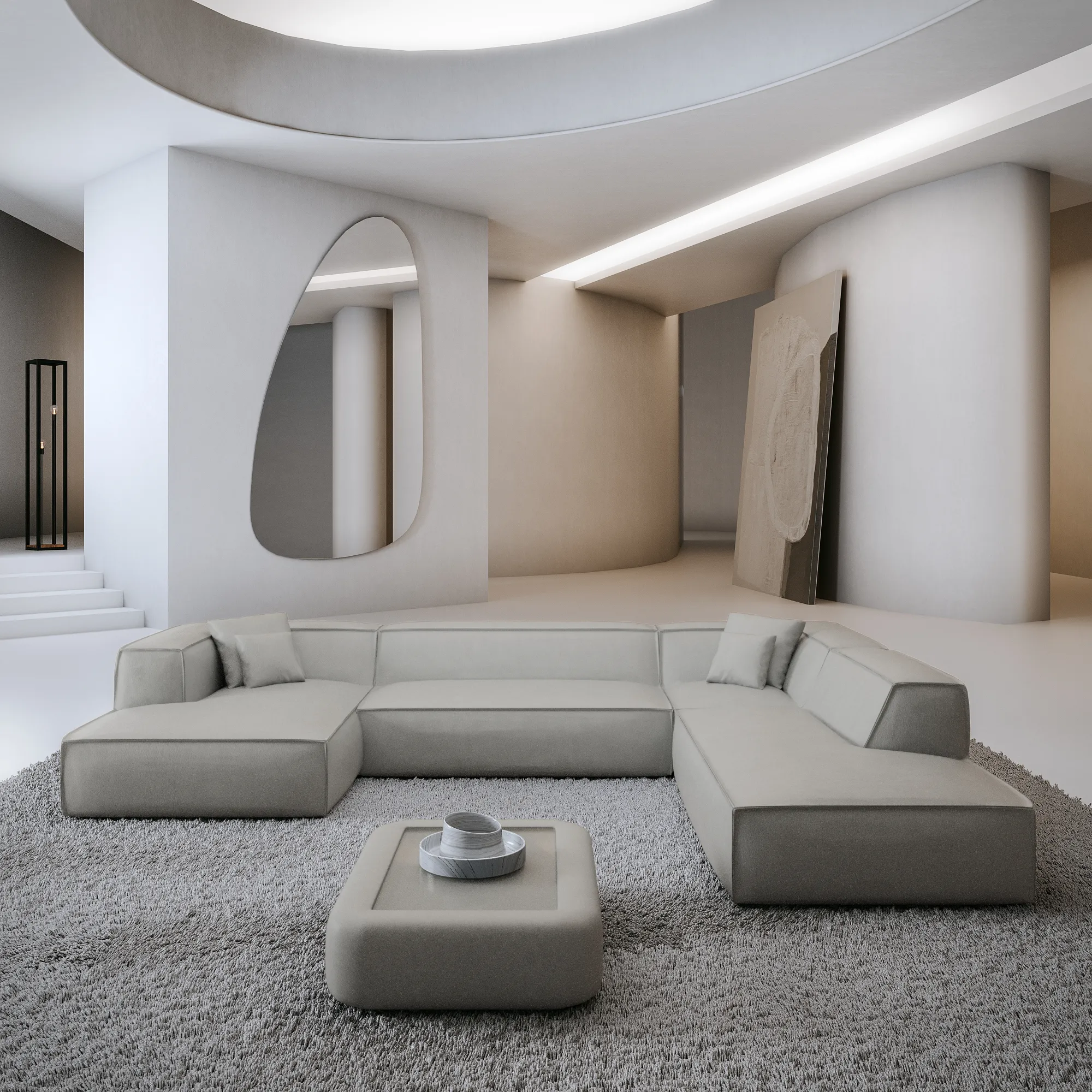 Echtleder U-Form XXL Lounge Wohnlandschaft Arelia