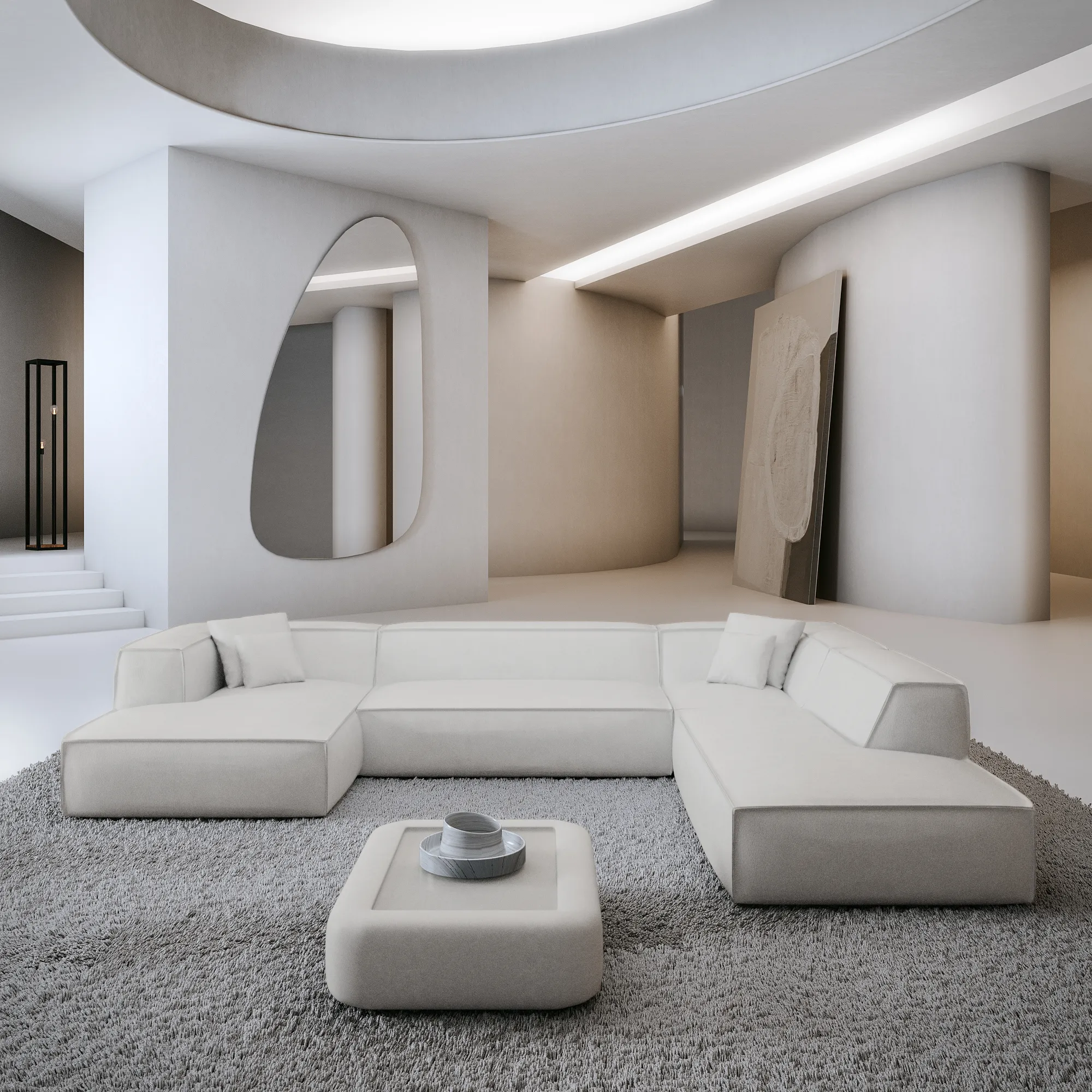 Echtleder U-Form XXL Lounge Wohnlandschaft Arelia