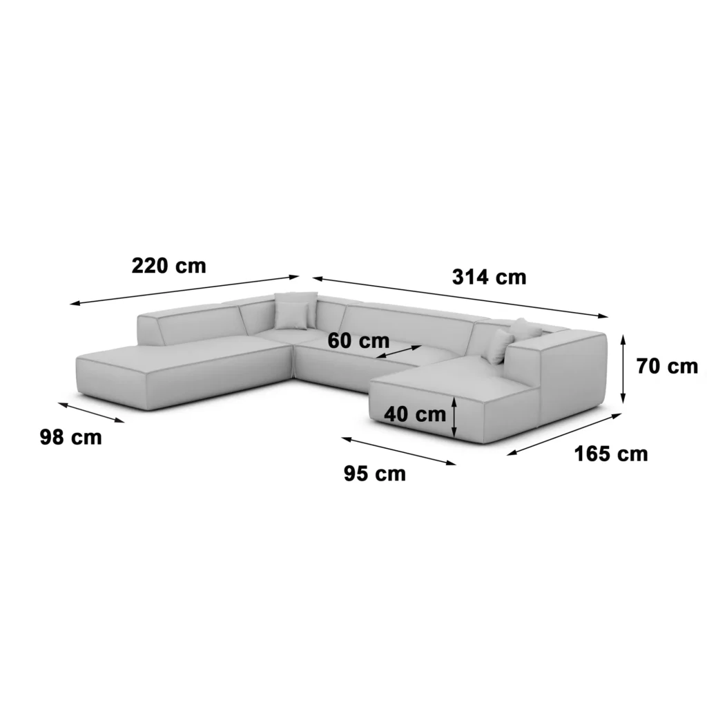 Bouclé U-Form XXL Lounge Wohnlandschaft Arelia