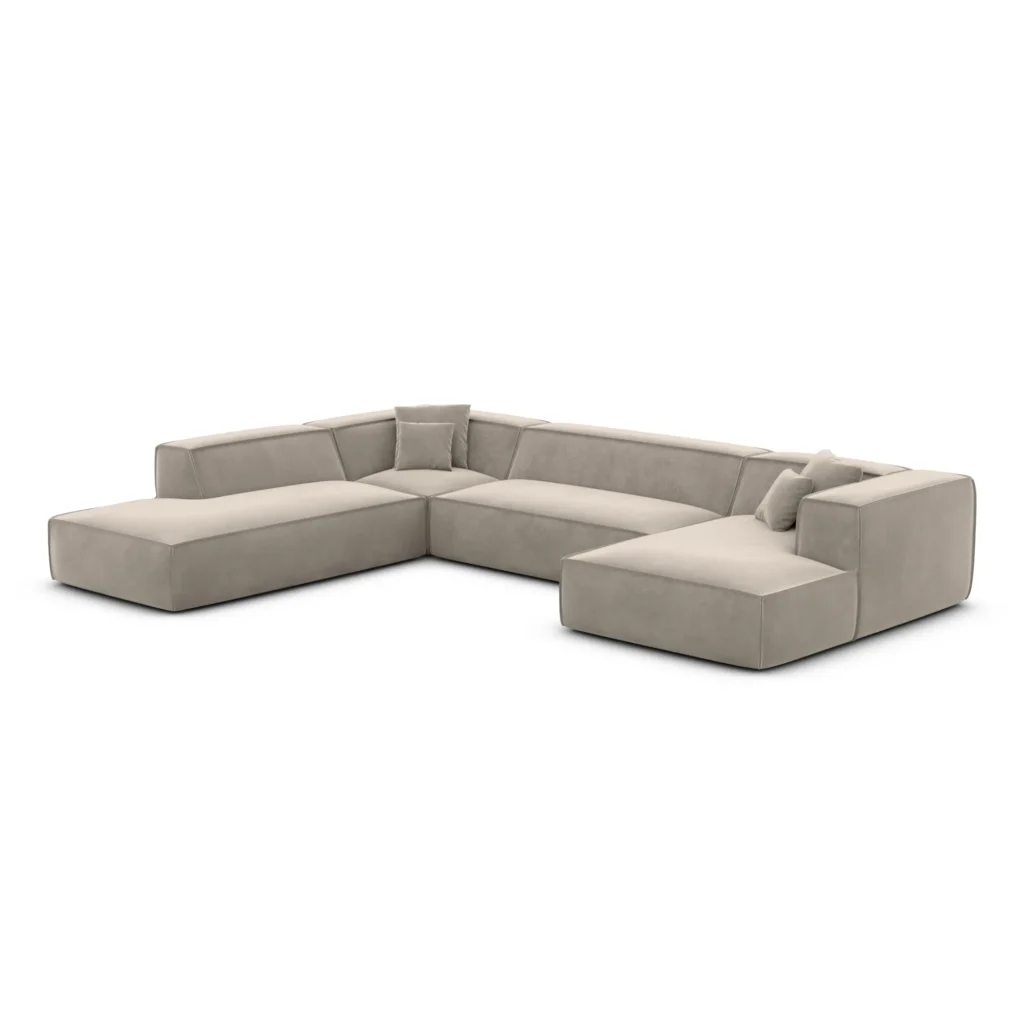 Samtstoff U-Form XXL Lounge Wohnlandschaft Arelia