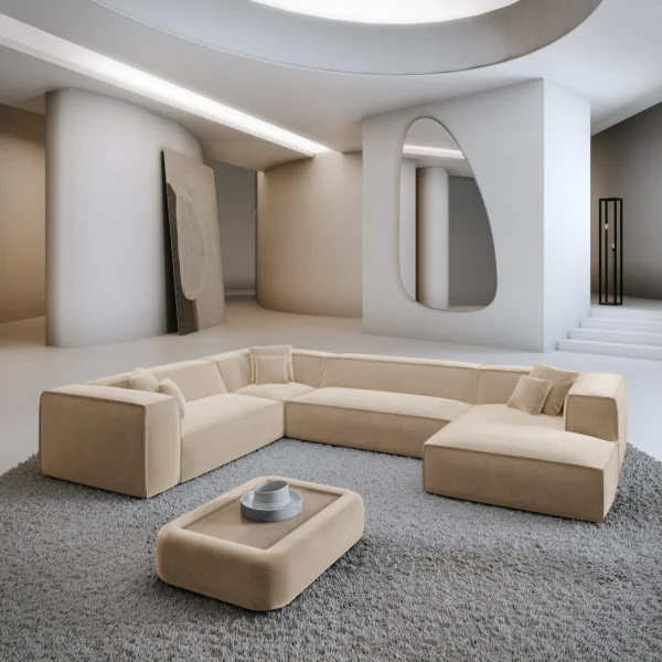 Samtstoff U-Form XXL Wohnlandschaft Arelia