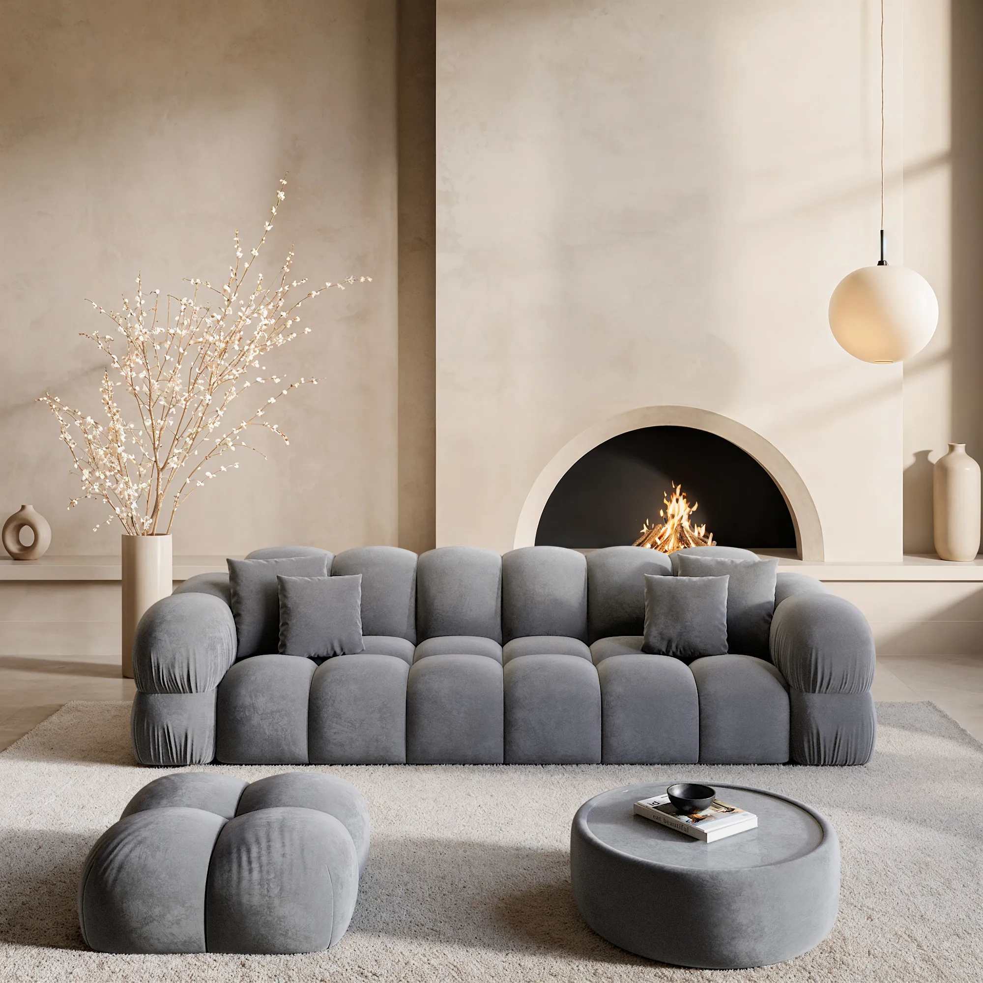 Samtstoff 4-Sitzer Couch Avoria – Bild 45