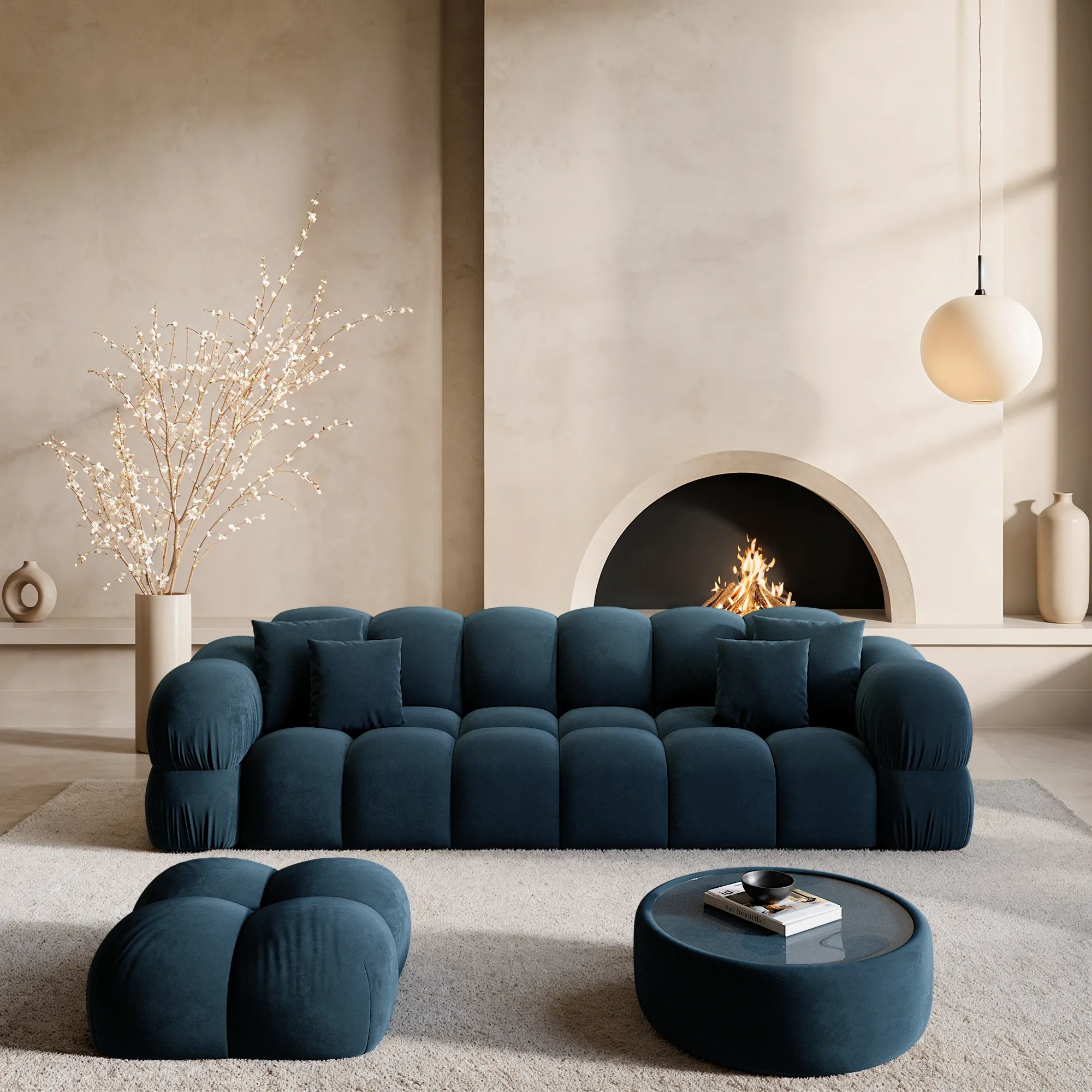 Samtstoff 4-Sitzer Couch Avoria – Bild 48