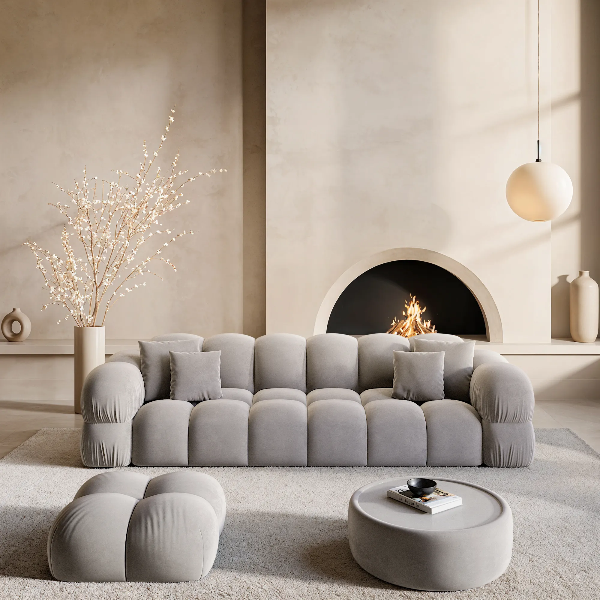 Samtstoff 4-Sitzer Couch Avoria – Bild 39