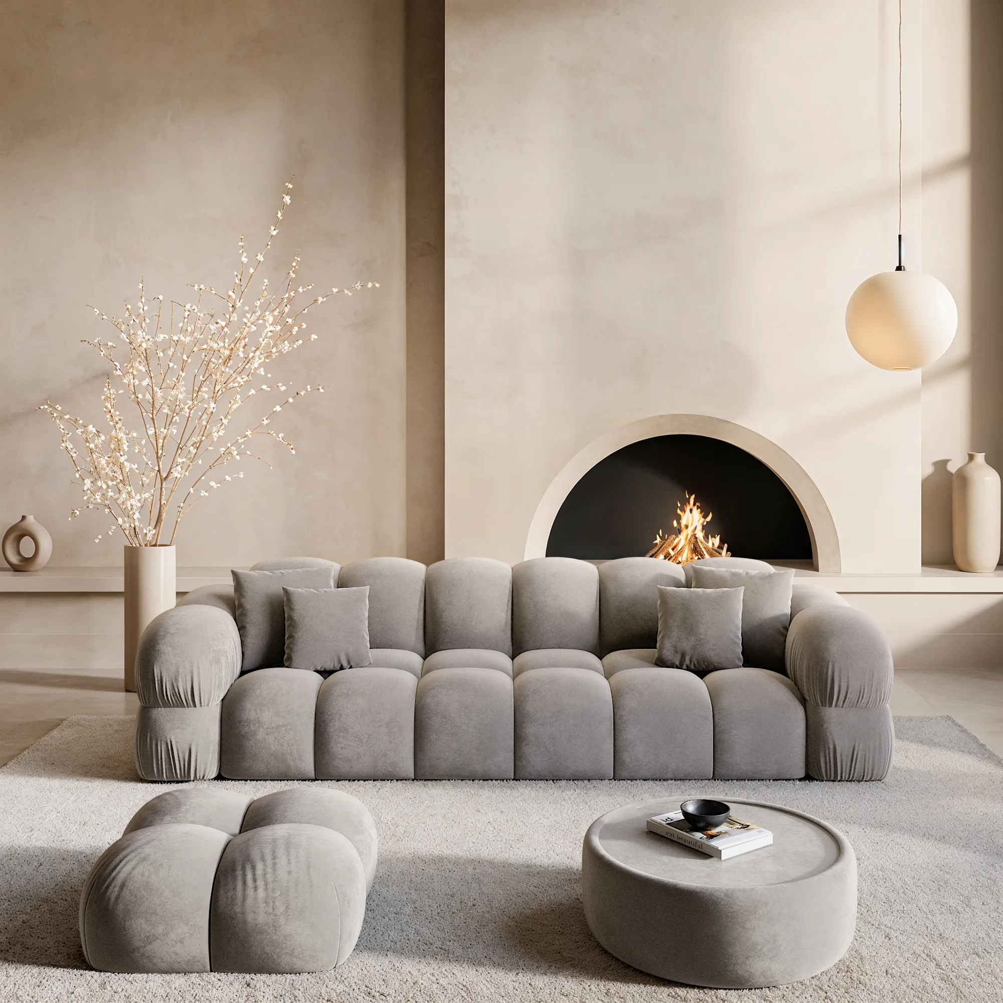 Samtstoff 4-Sitzer Couch Avoria – Bild 40