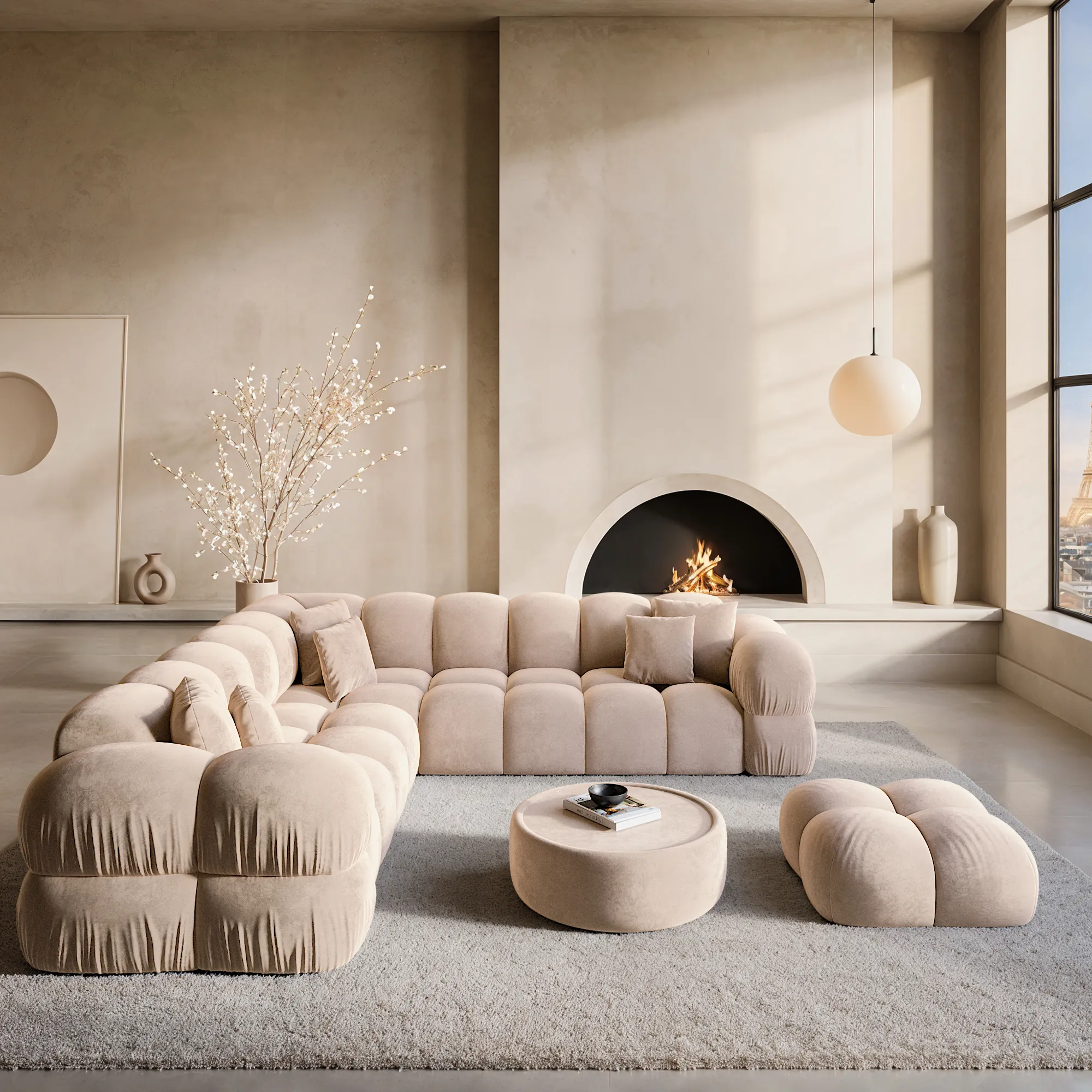 Samtstoff Ecksofa Avoria