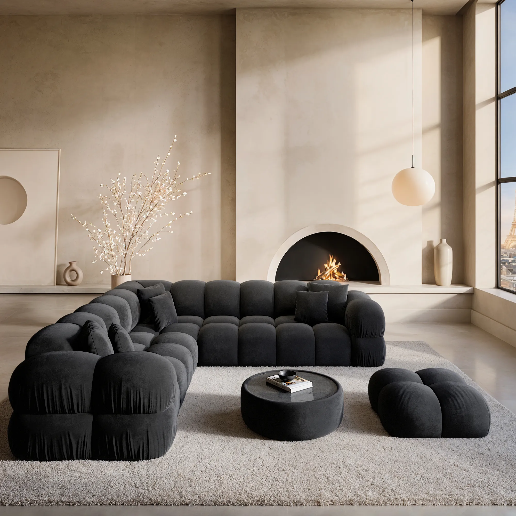 Samtstoff Ecksofa Avoria – Bild 2