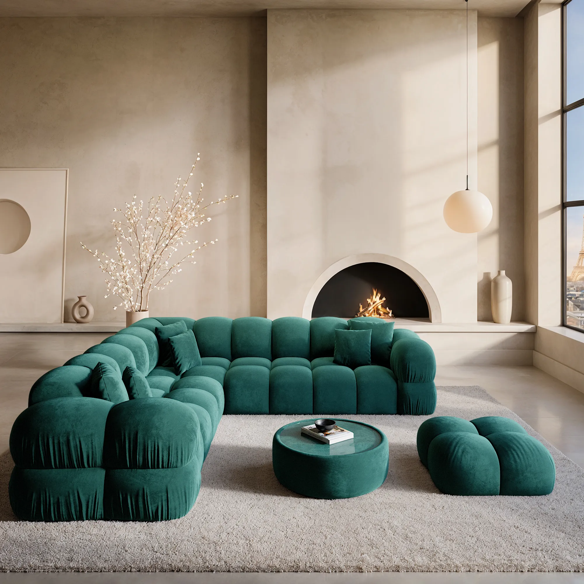 Samtstoff Ecksofa Avoria – Bild 6