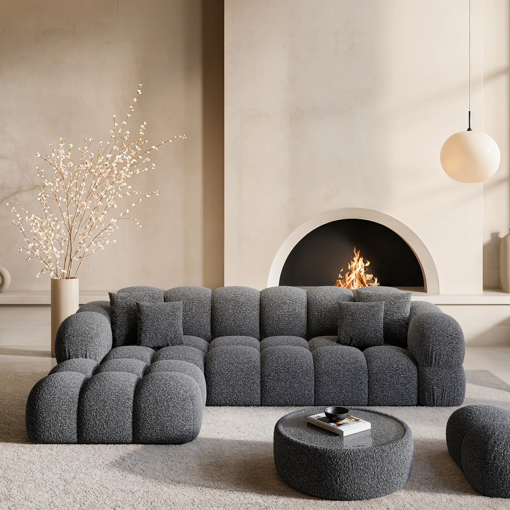 Bouclé L-Form Sofa Avoria – Bild 2