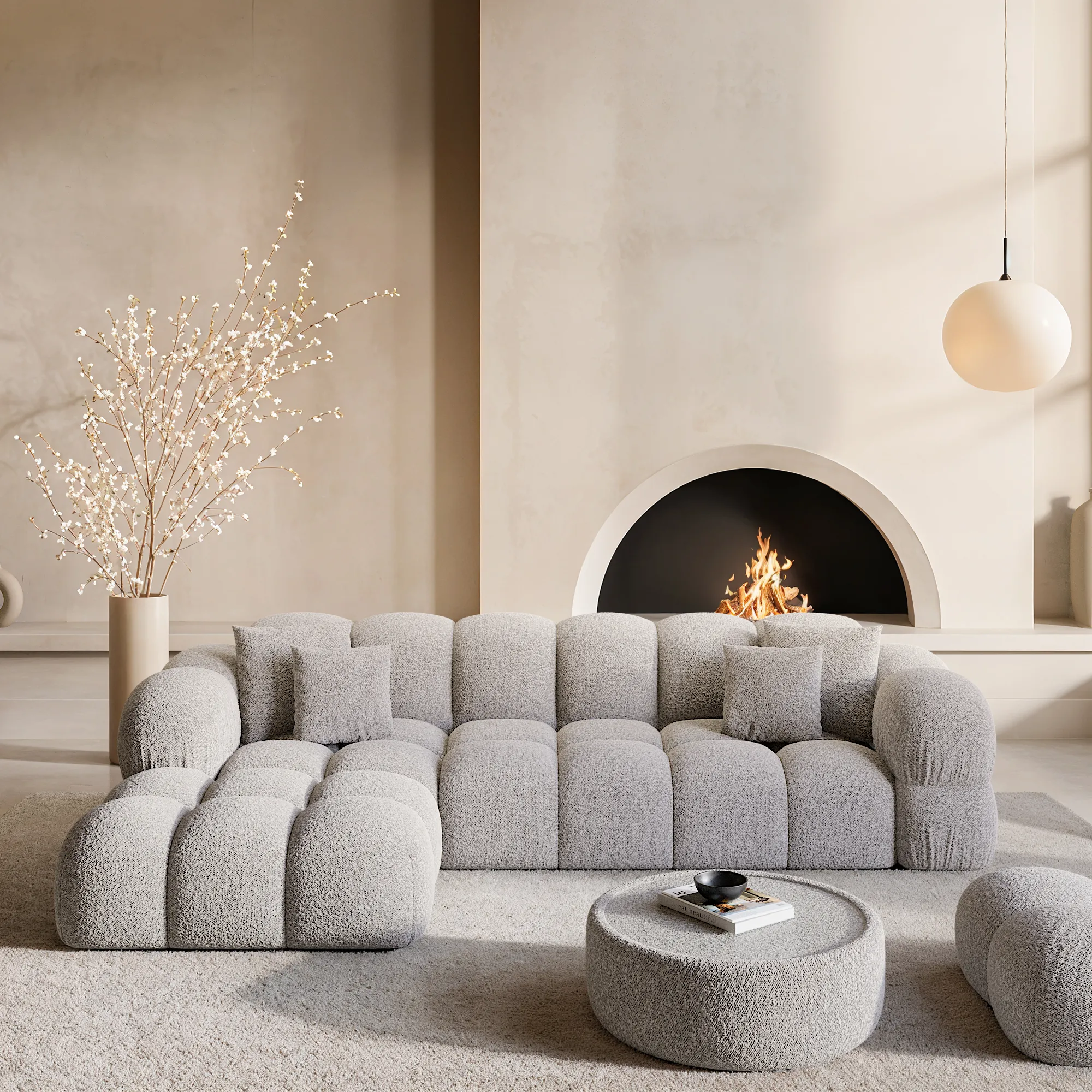 Bouclé L-Form Sofa Avoria – Bild 3