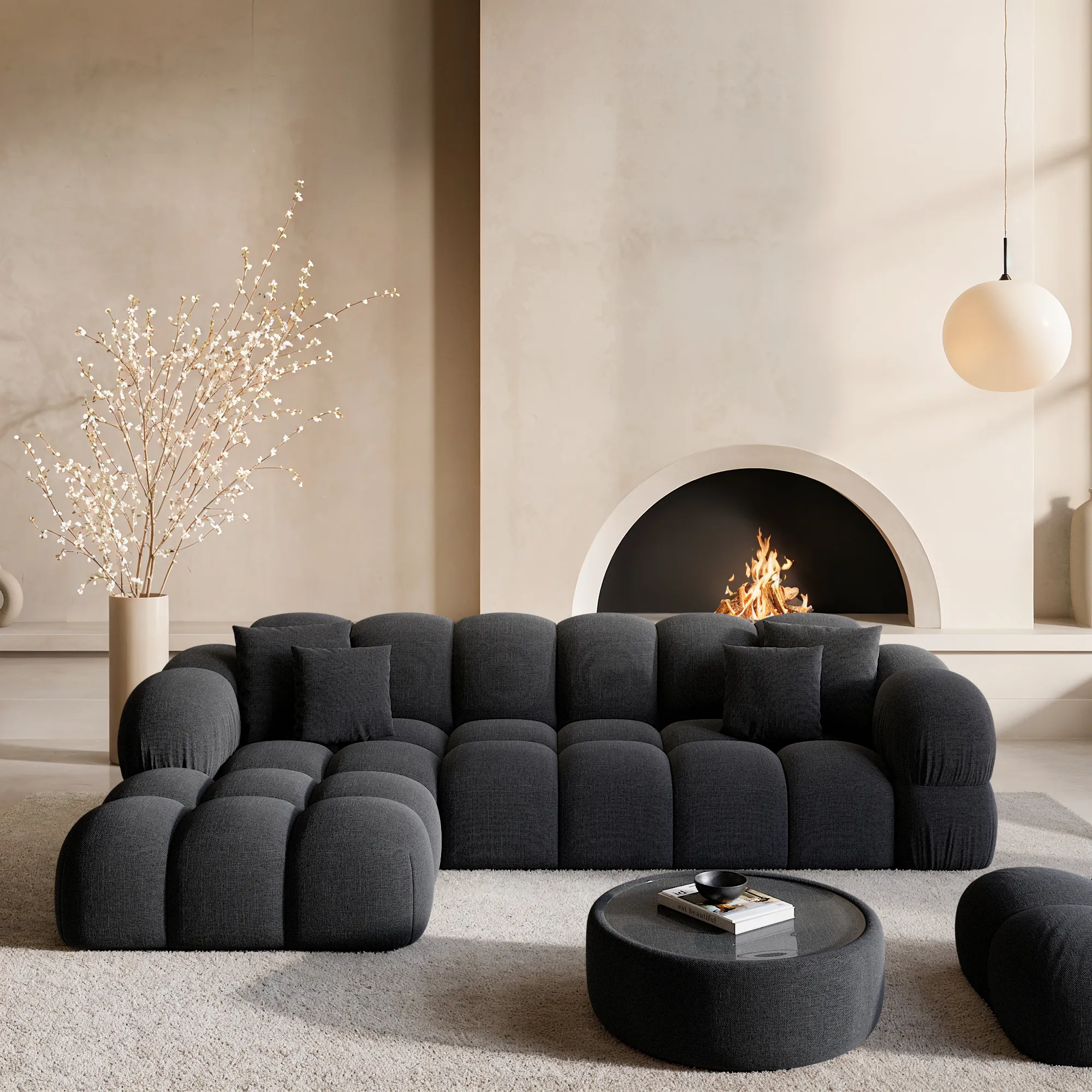 Strukturstoff L-Form Sofa Avoria – Bild 11