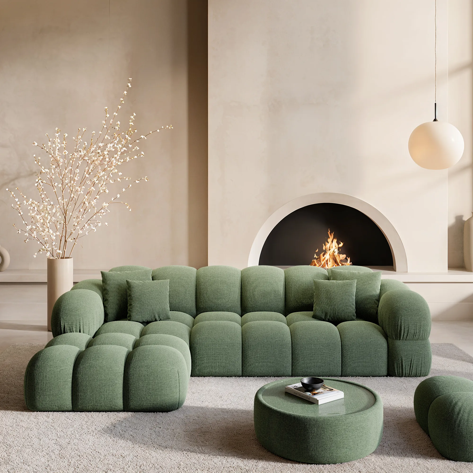 Strukturstoff L-Form Sofa Avoria – Bild 15