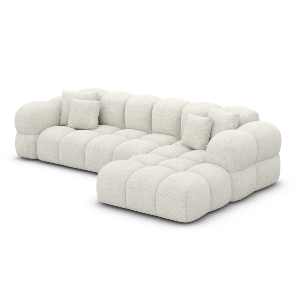 Bouclé L-Form Sofa Avoria