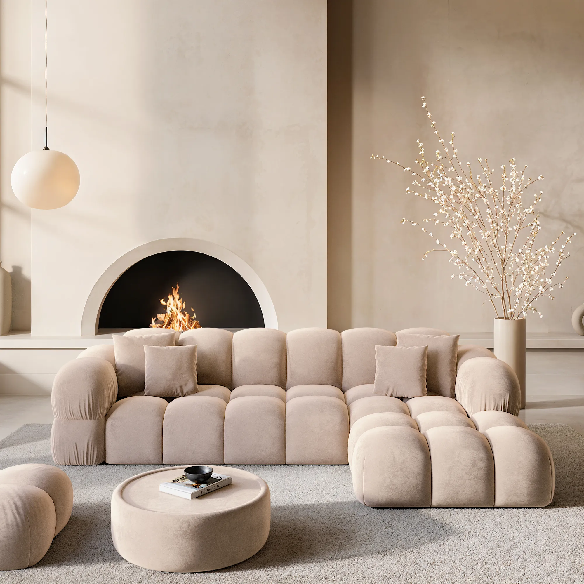 Samtstoff L-Form Sofa Avoria – Bild 12