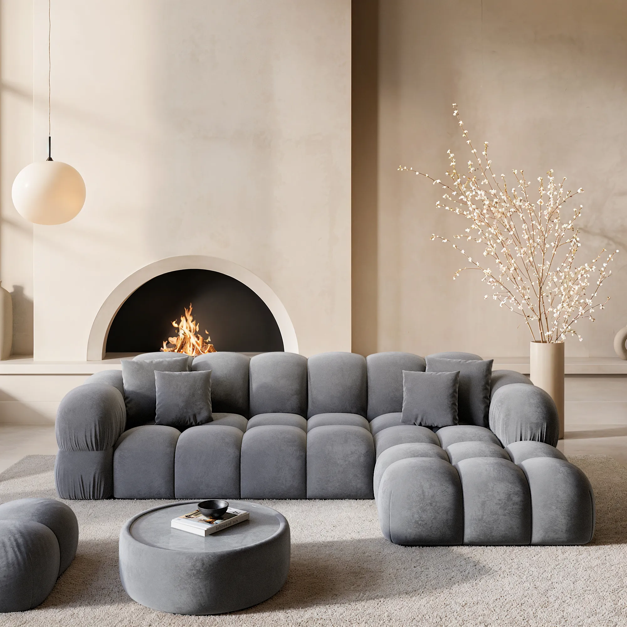Samtstoff L-Form Sofa Avoria – Bild 16