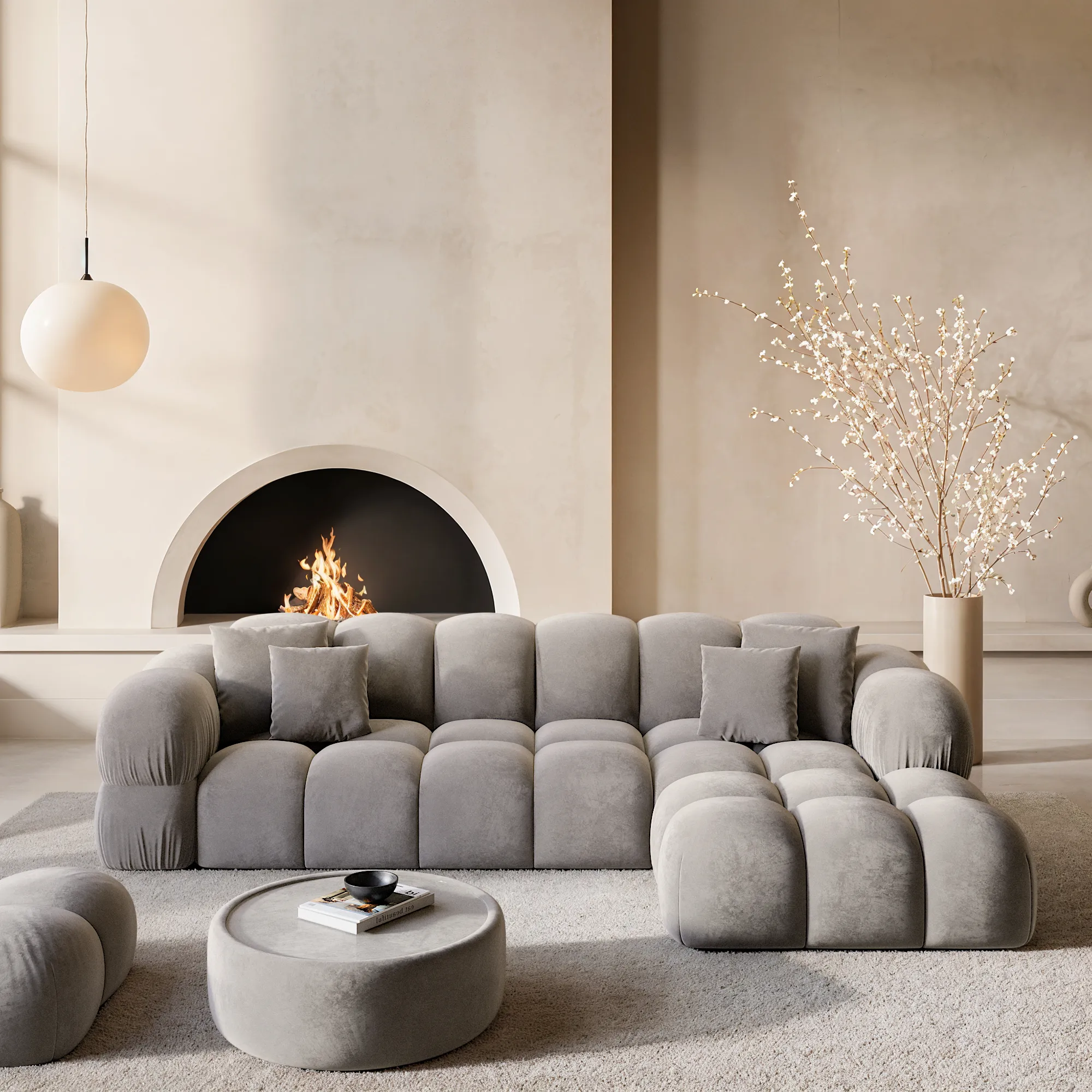 Samtstoff L-Form Sofa Avoria – Bild 23