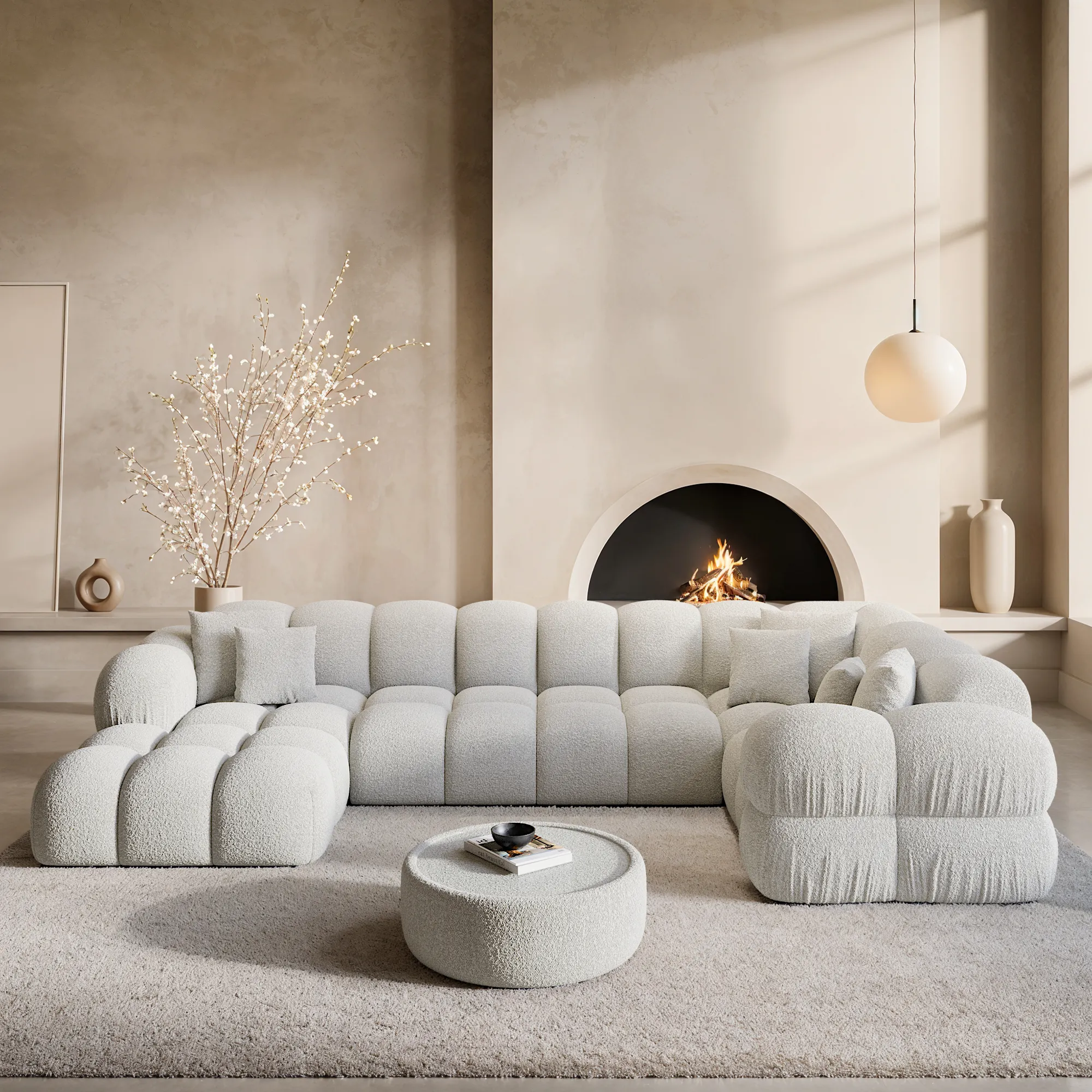Bouclé U-Form XL Wohnlandschaft Avoria – Bild 6