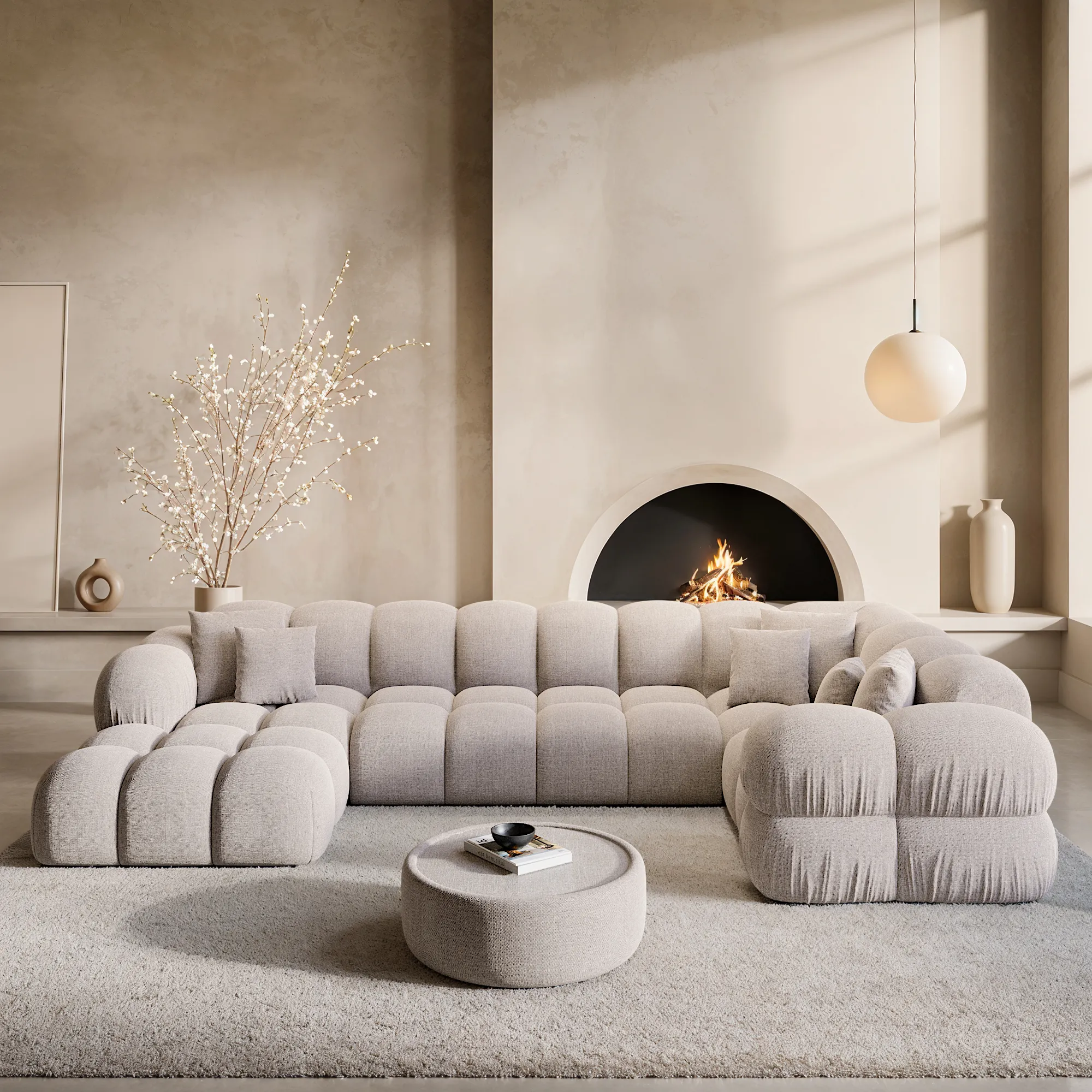 Strukturstoff U-Form XL Wohnlandschaft Avoria – Bild 6