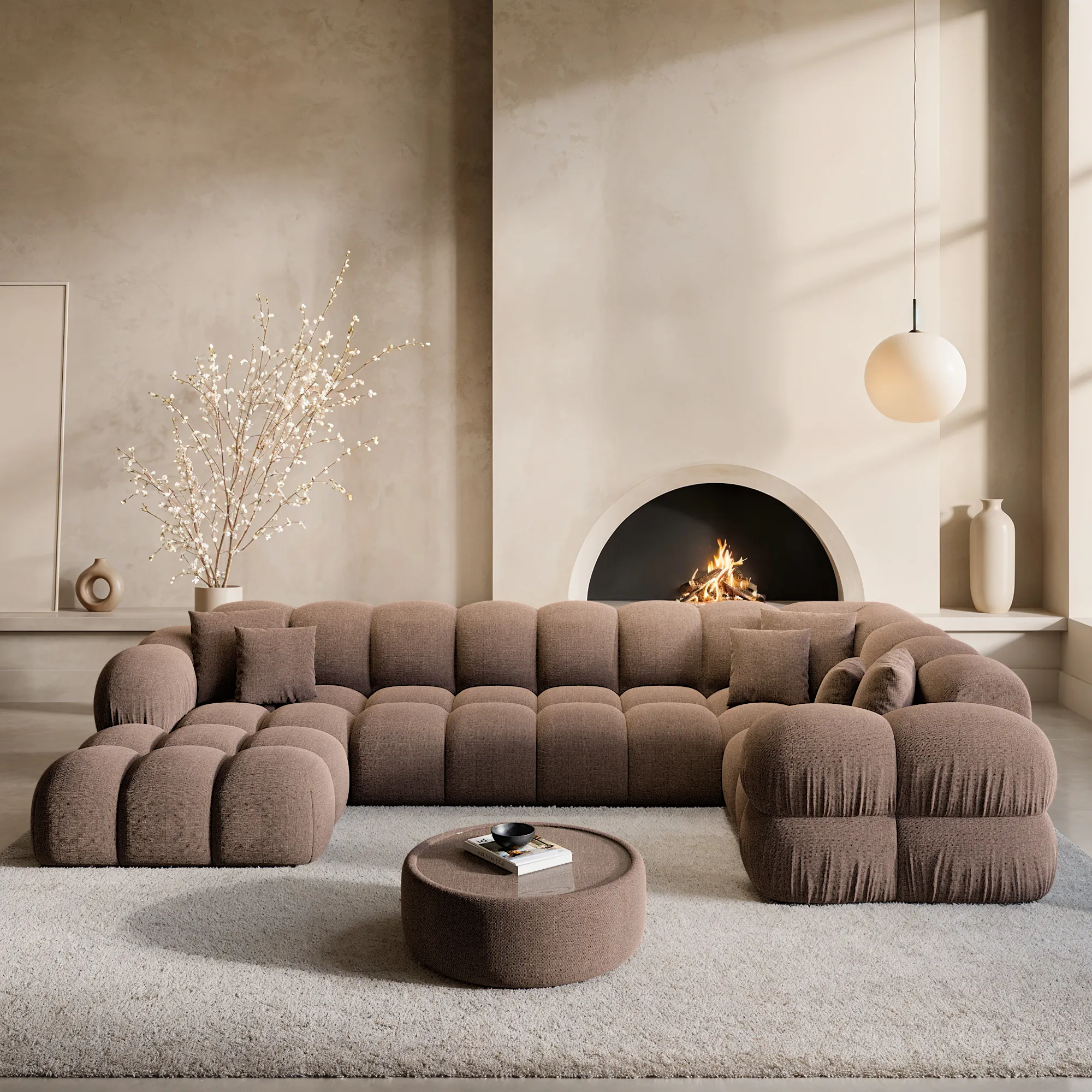 Strukturstoff U-Form XL Wohnlandschaft Avoria – Bild 8